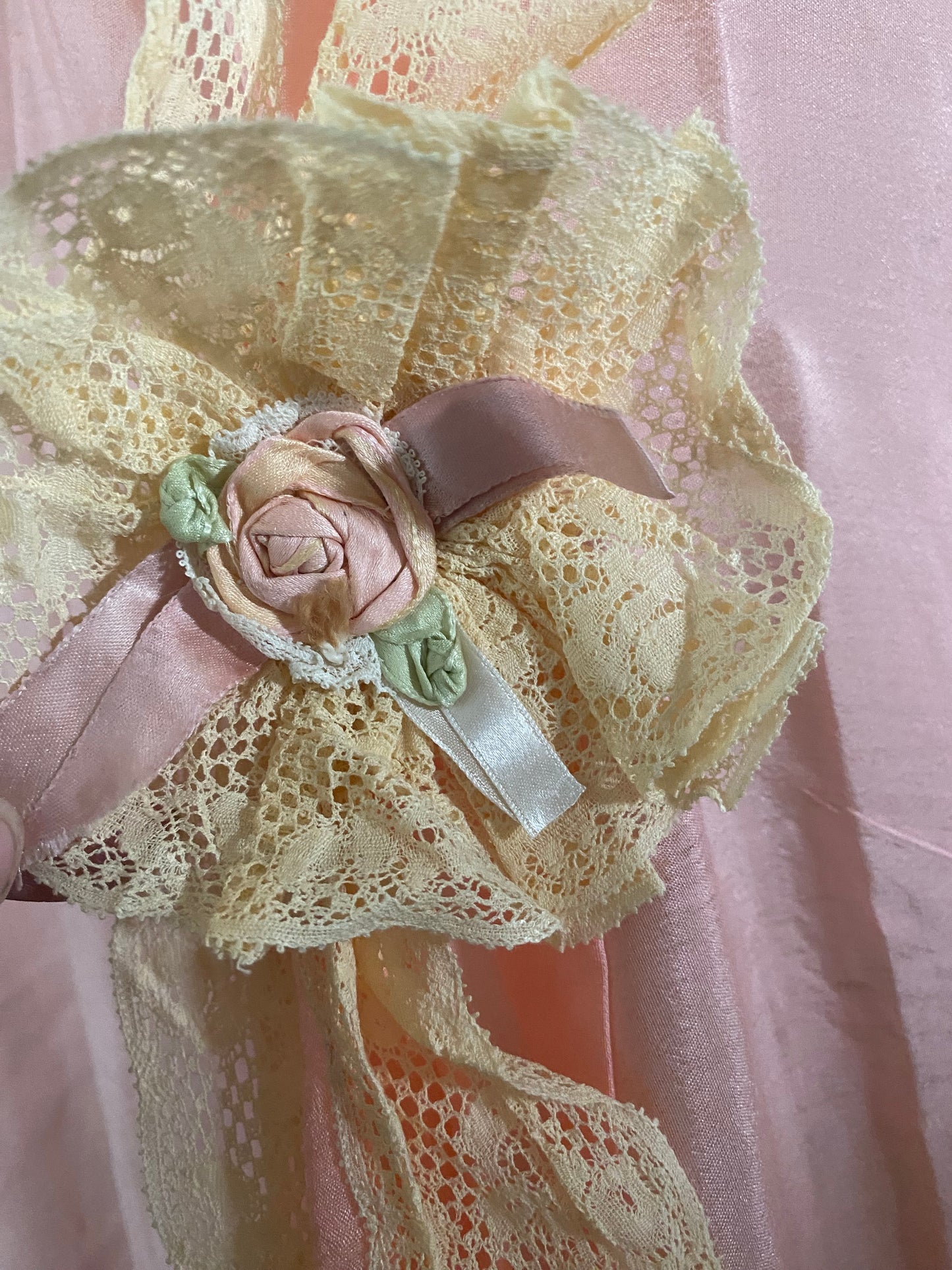 Antique 1920s Pink Silk Ribbonwork Dressing Gown