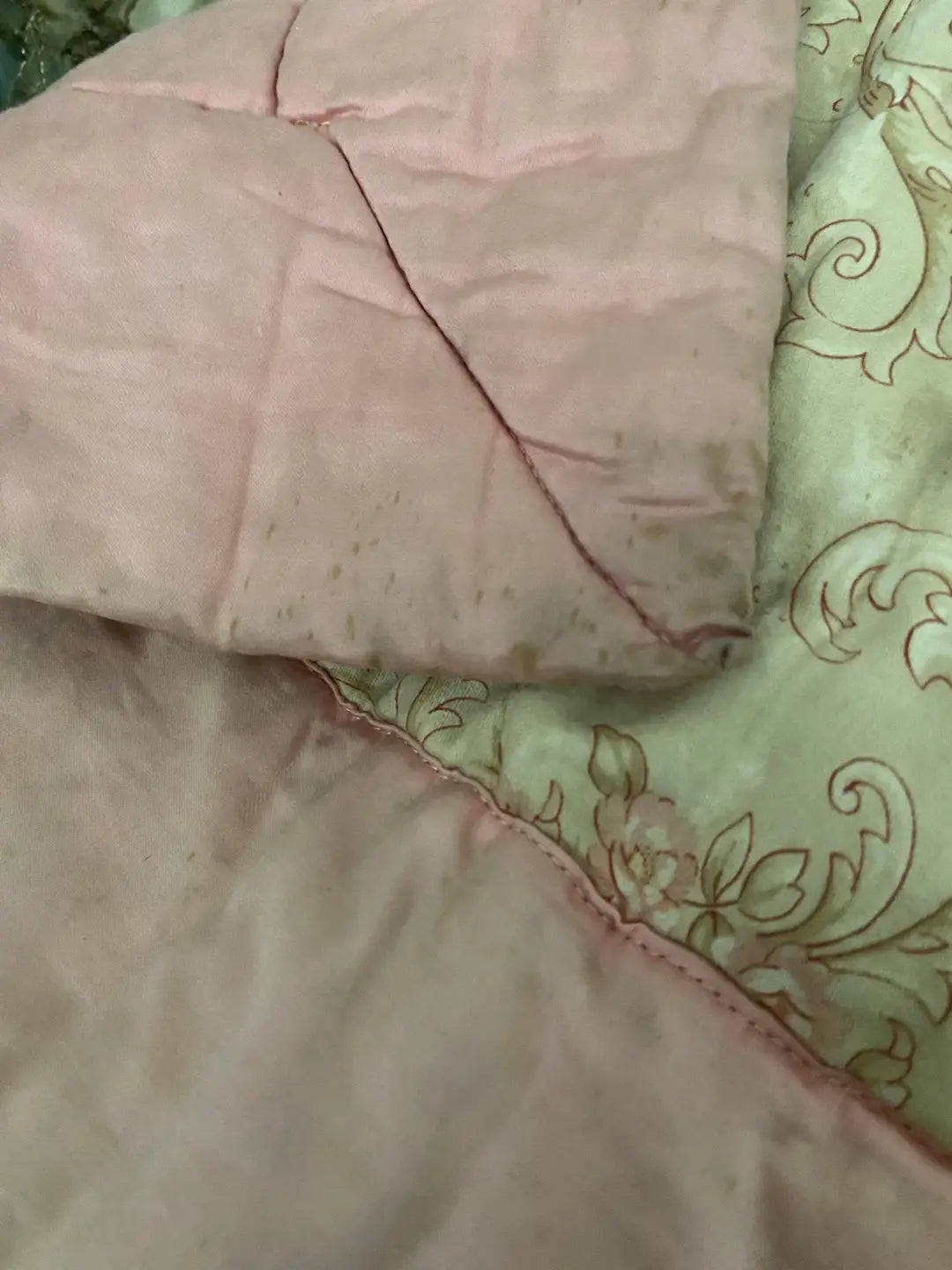 Antique French Boutis Quilt Pink Rose Wreath Shabby Chic