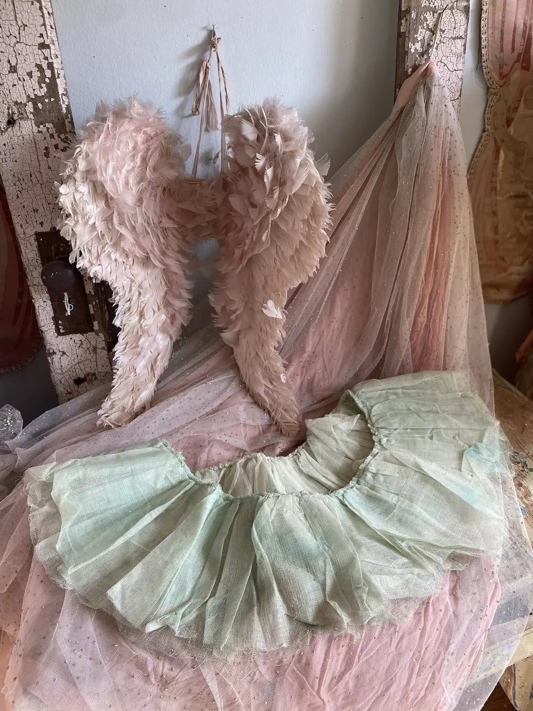 Antique Tarlatan Gauze Lace Mint Green Tutu Costume Fabric