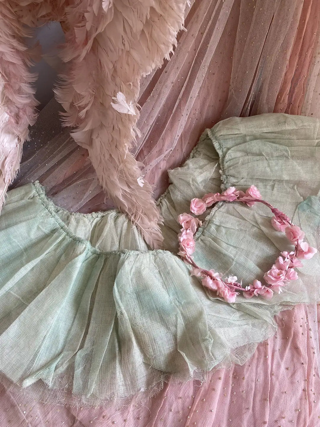 Antique Tarlatan Gauze Lace Mint Green Tutu Costume Fabric