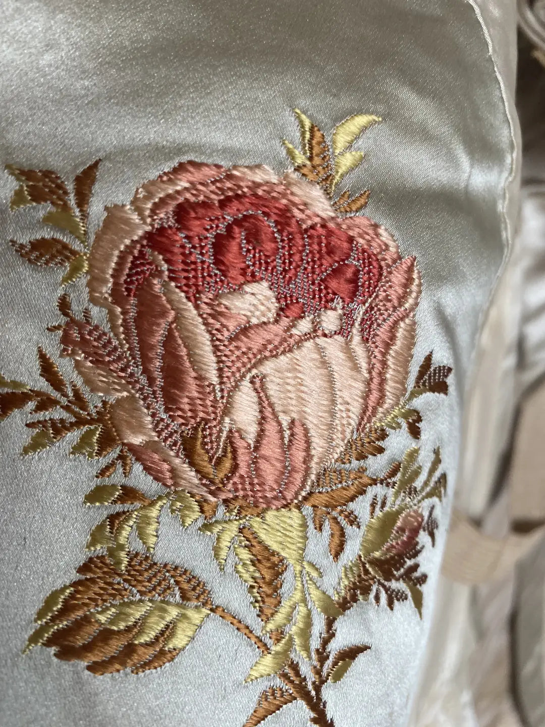 Antique French Bodice Silk Roses Pale Blue Lace Trim