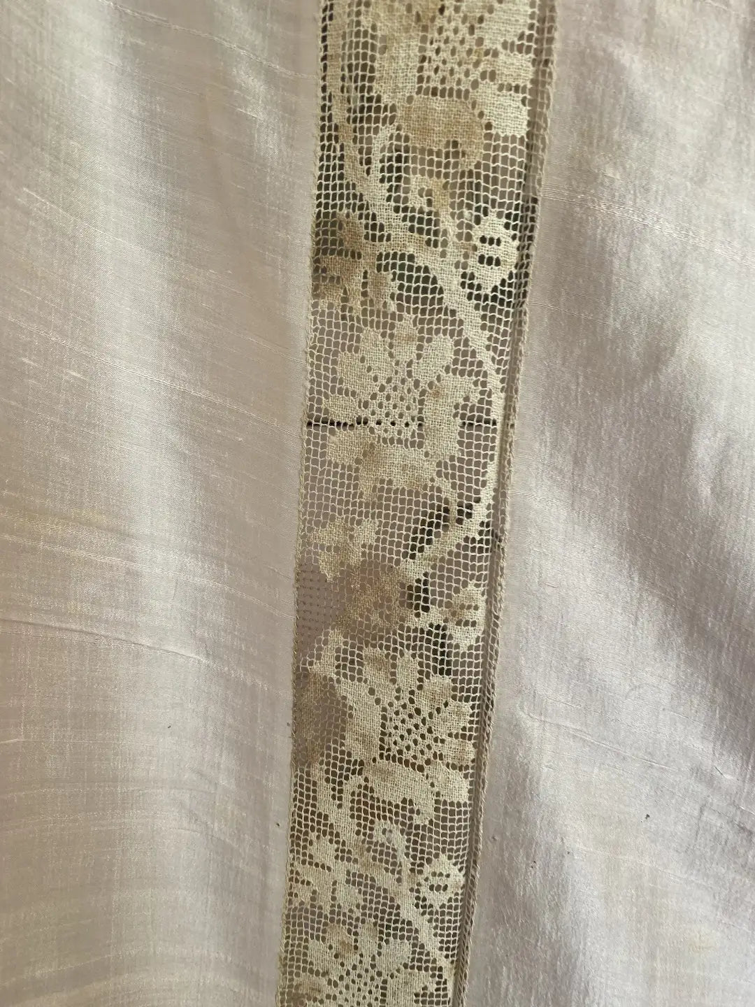 Antique 1920 Silk Sheet Bed Cover Pink Floral Lace