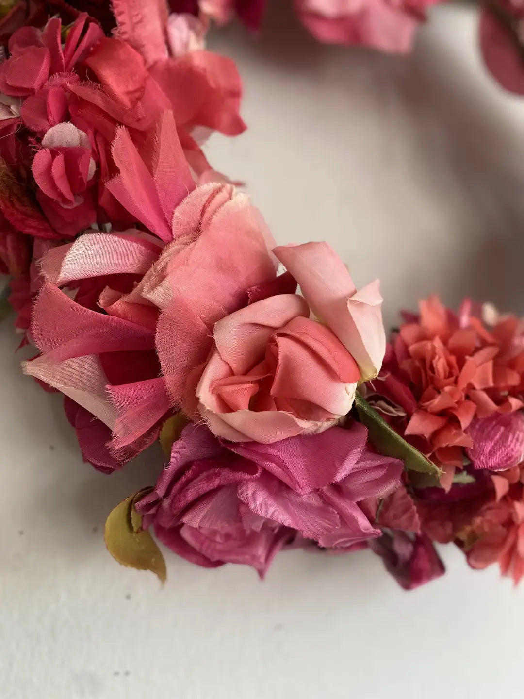 Millinery Wreath Antique & Vintage Flowers Pink Magenta
