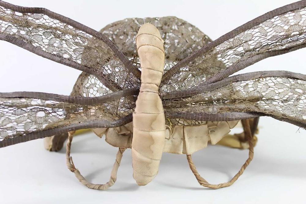 Antique 1920's Gold Lame Lace Dragonfly Headdress