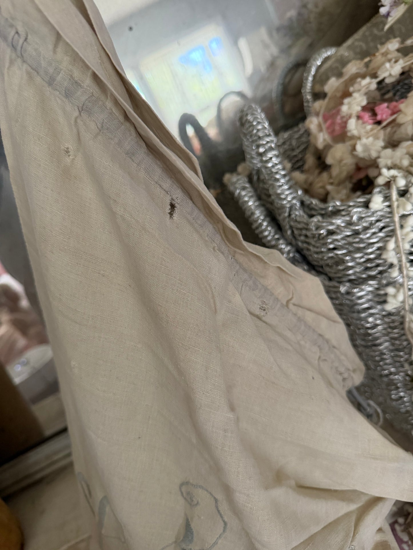 Antique Linens Drawstring Bag