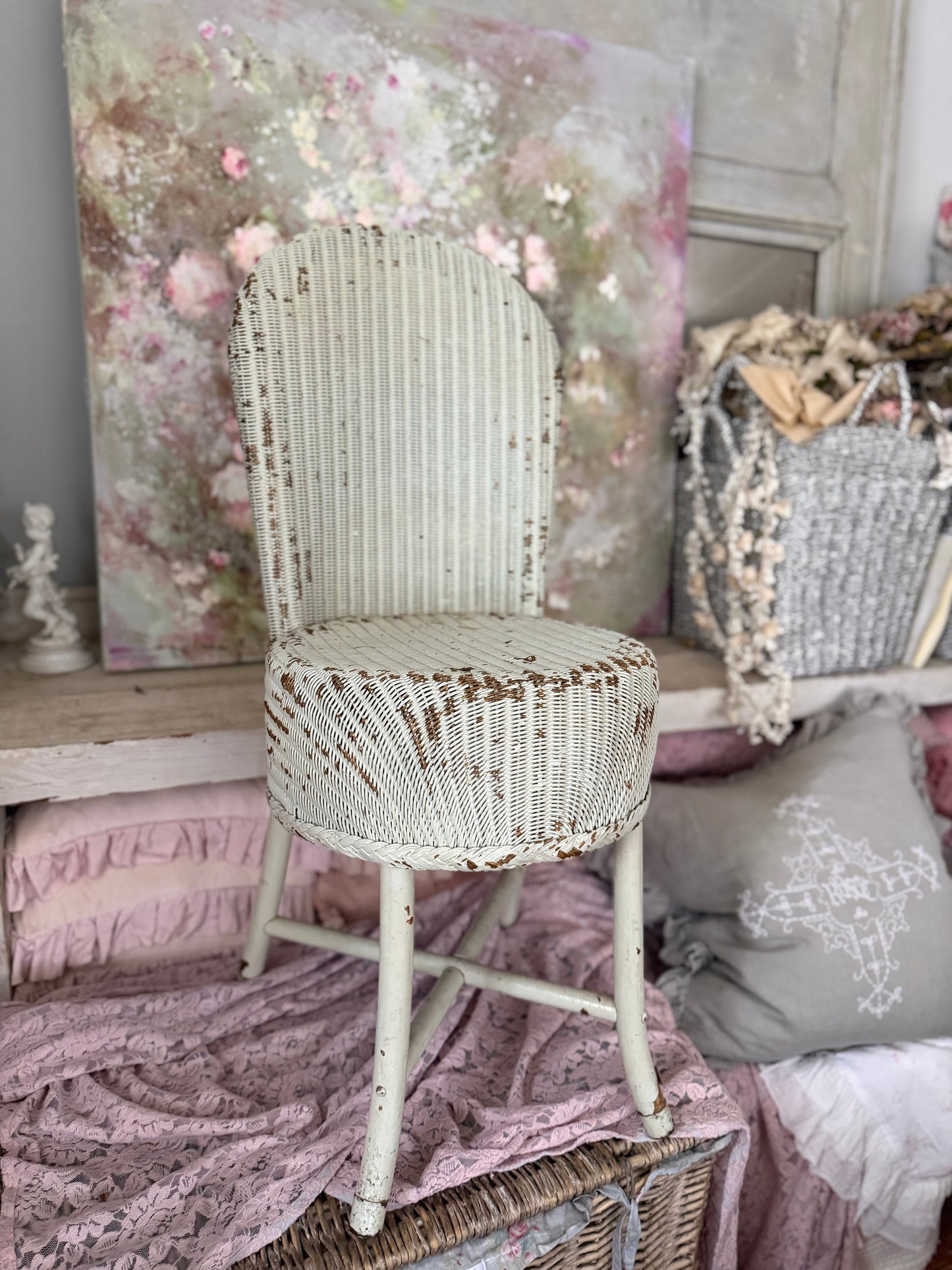 Antique Chippy Mint Green Shabby Chic Chair
