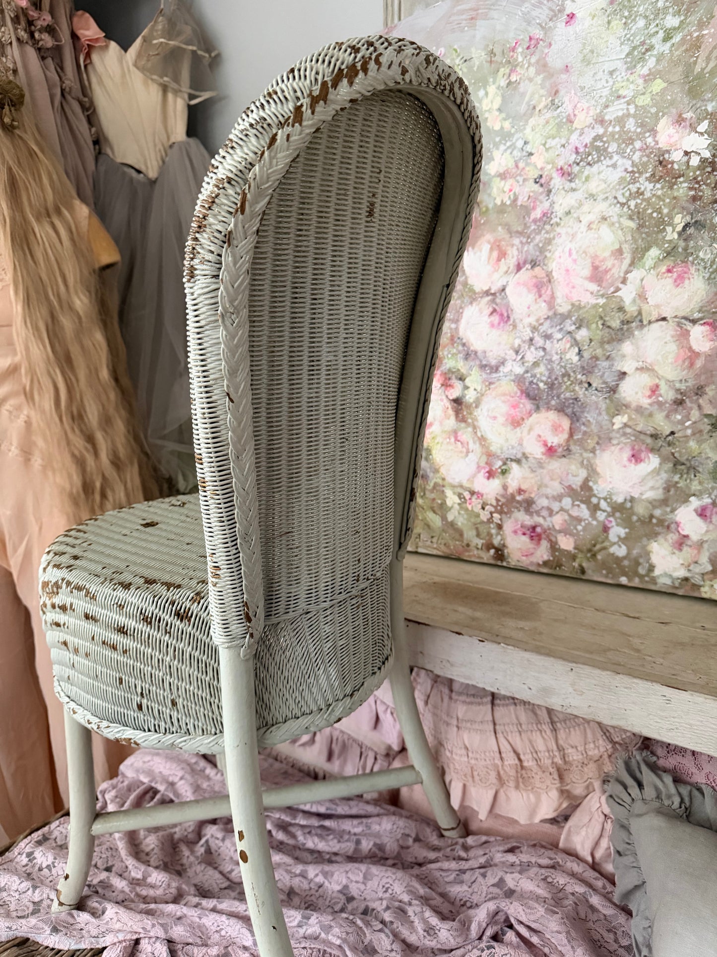Antique Chippy Mint Green Shabby Chic Chair