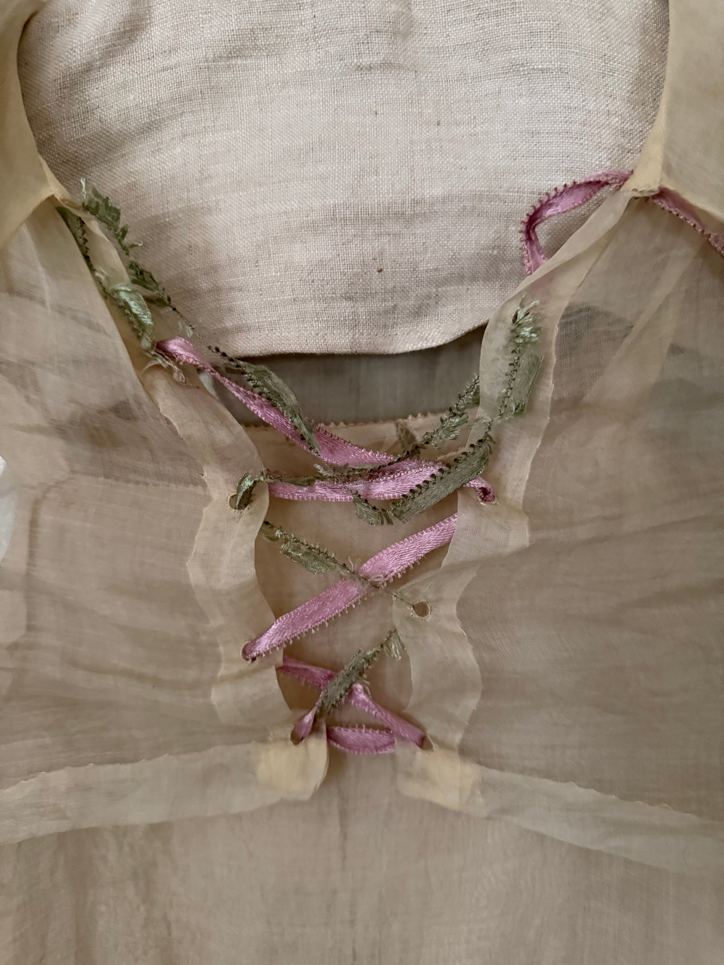 Antique Girls Ivory Corset Ribbon Dress