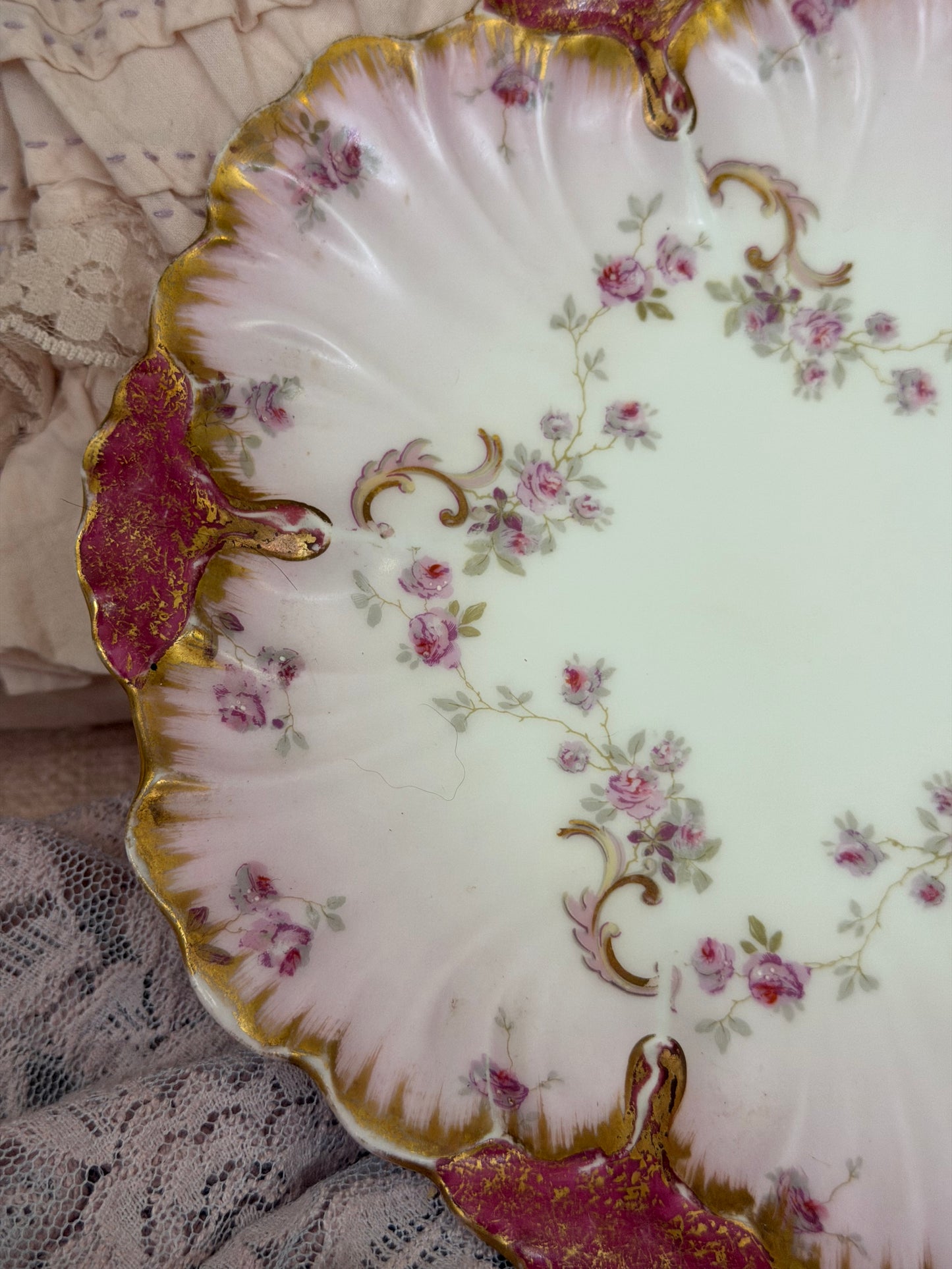 Antique Pink Limoges France Plate