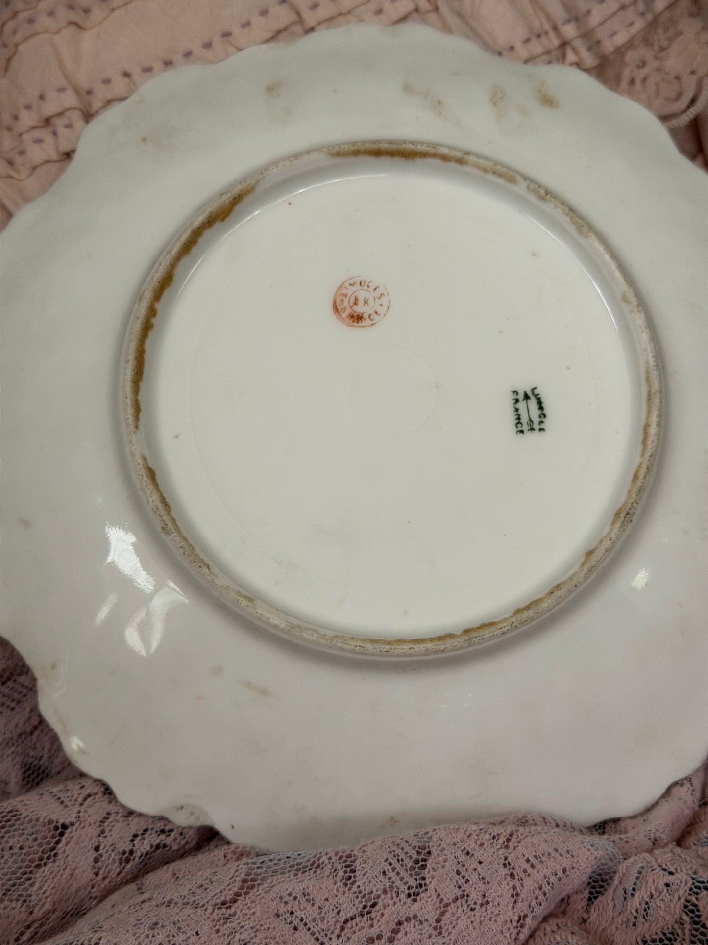 Antique Pink Limoges France Plate