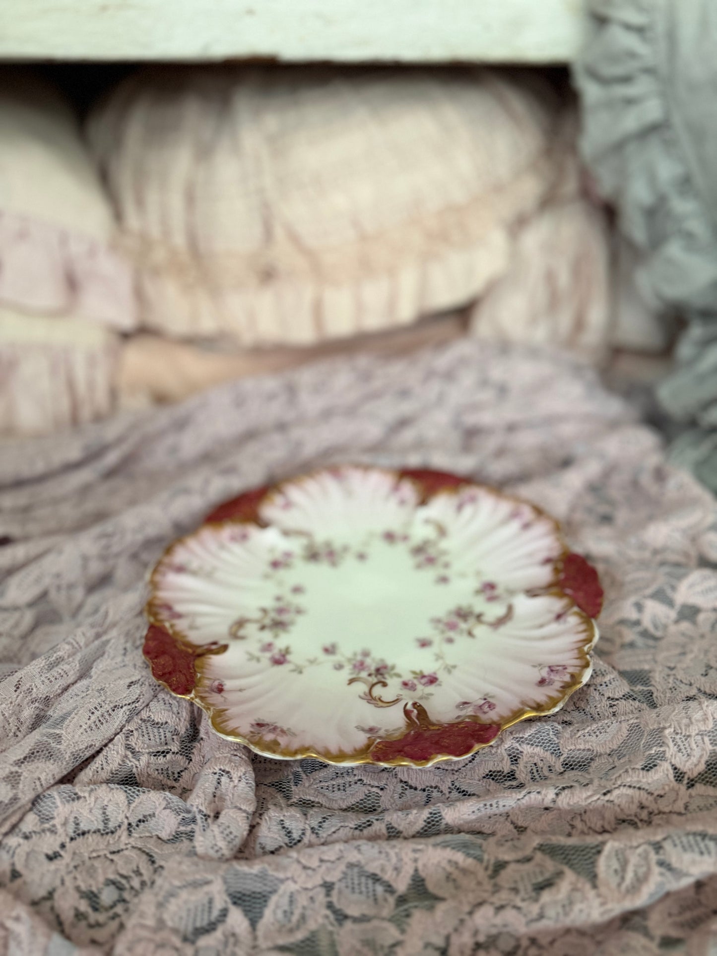 Antique Pink Limoges France Plate