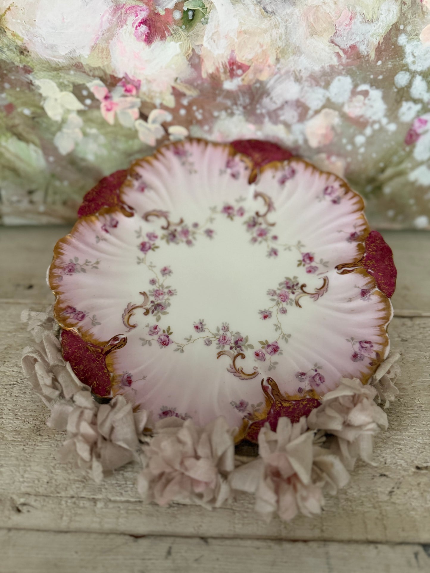 Antique Pink Limoges France Plate