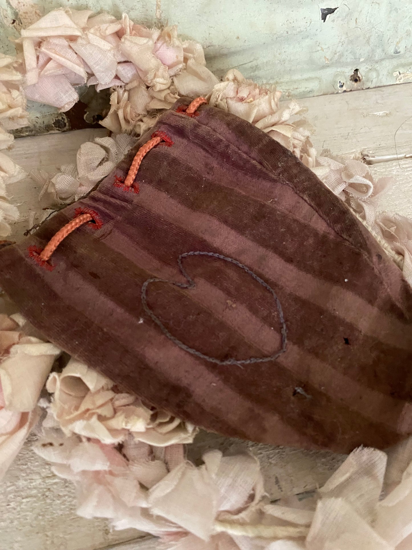 Antique c1790 Velvet Heart Pouch
