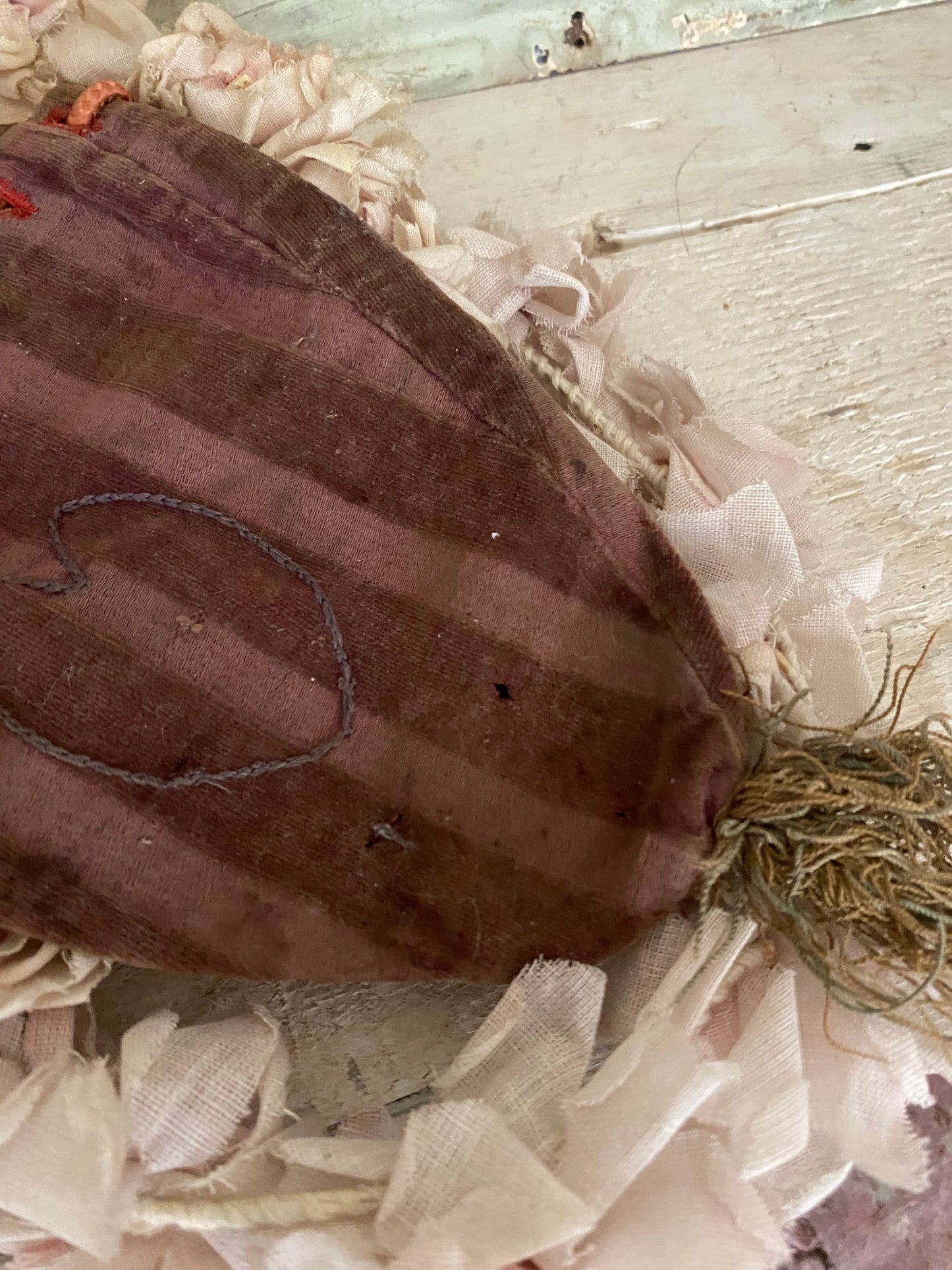 Antique c1790 Velvet Heart Pouch