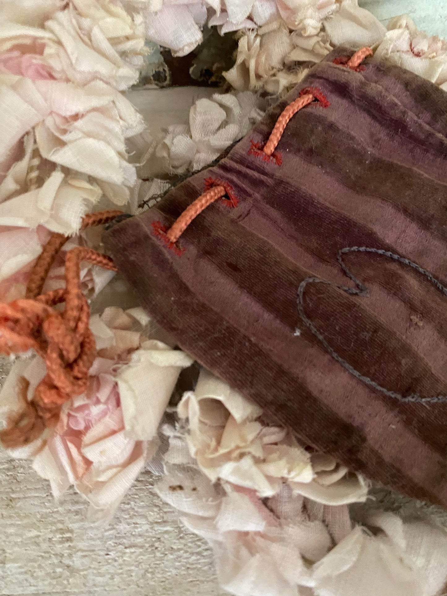 Antique c1790 Velvet Heart Pouch