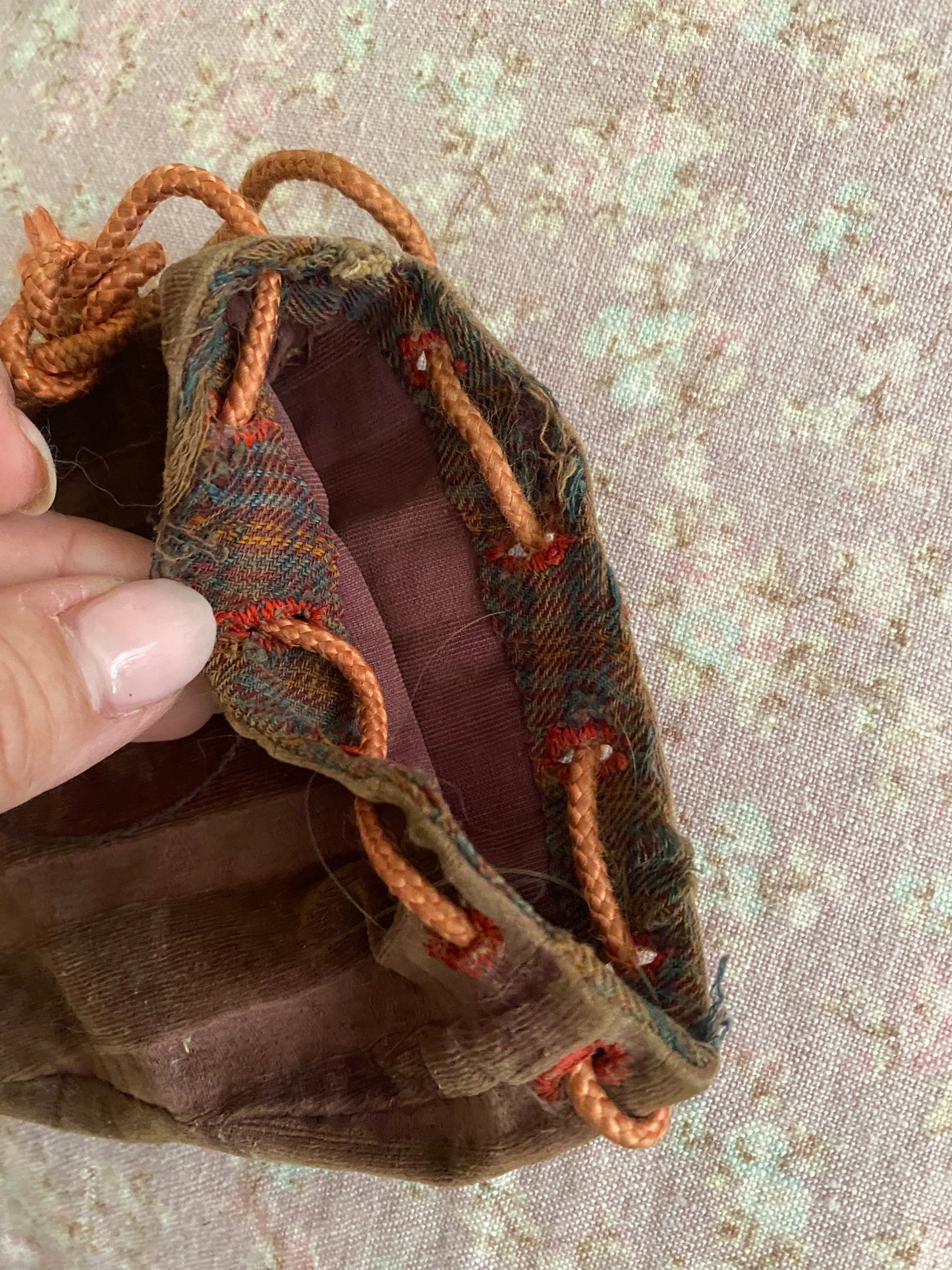 Antique c1790 Velvet Heart Pouch