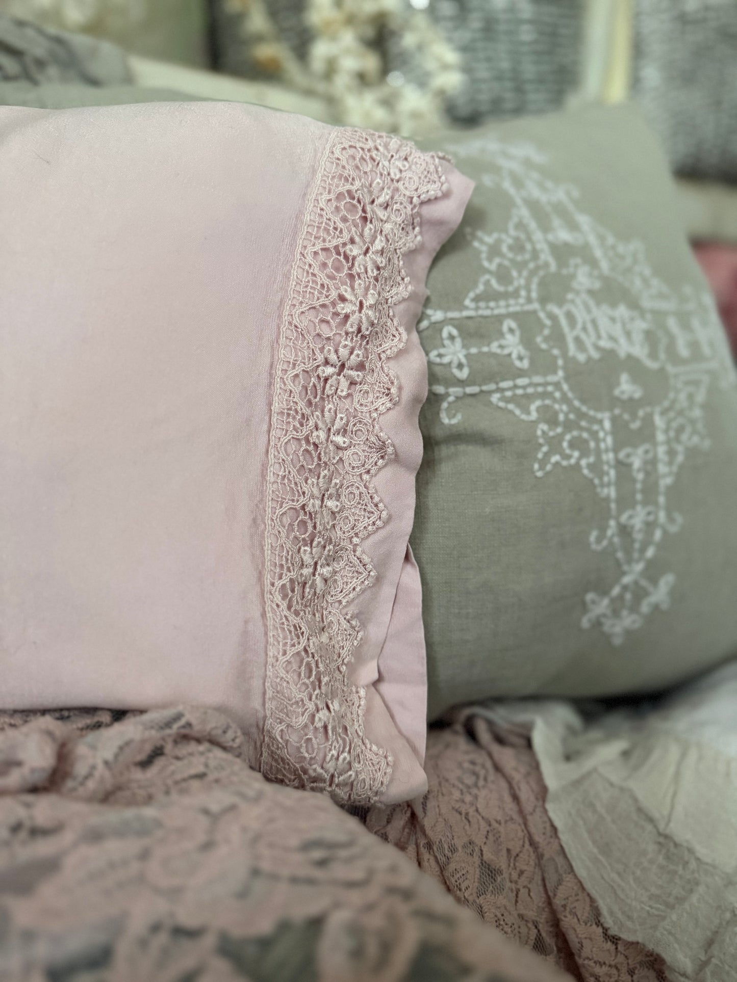 Bella Notte Pink Lace Boudoir Pillow