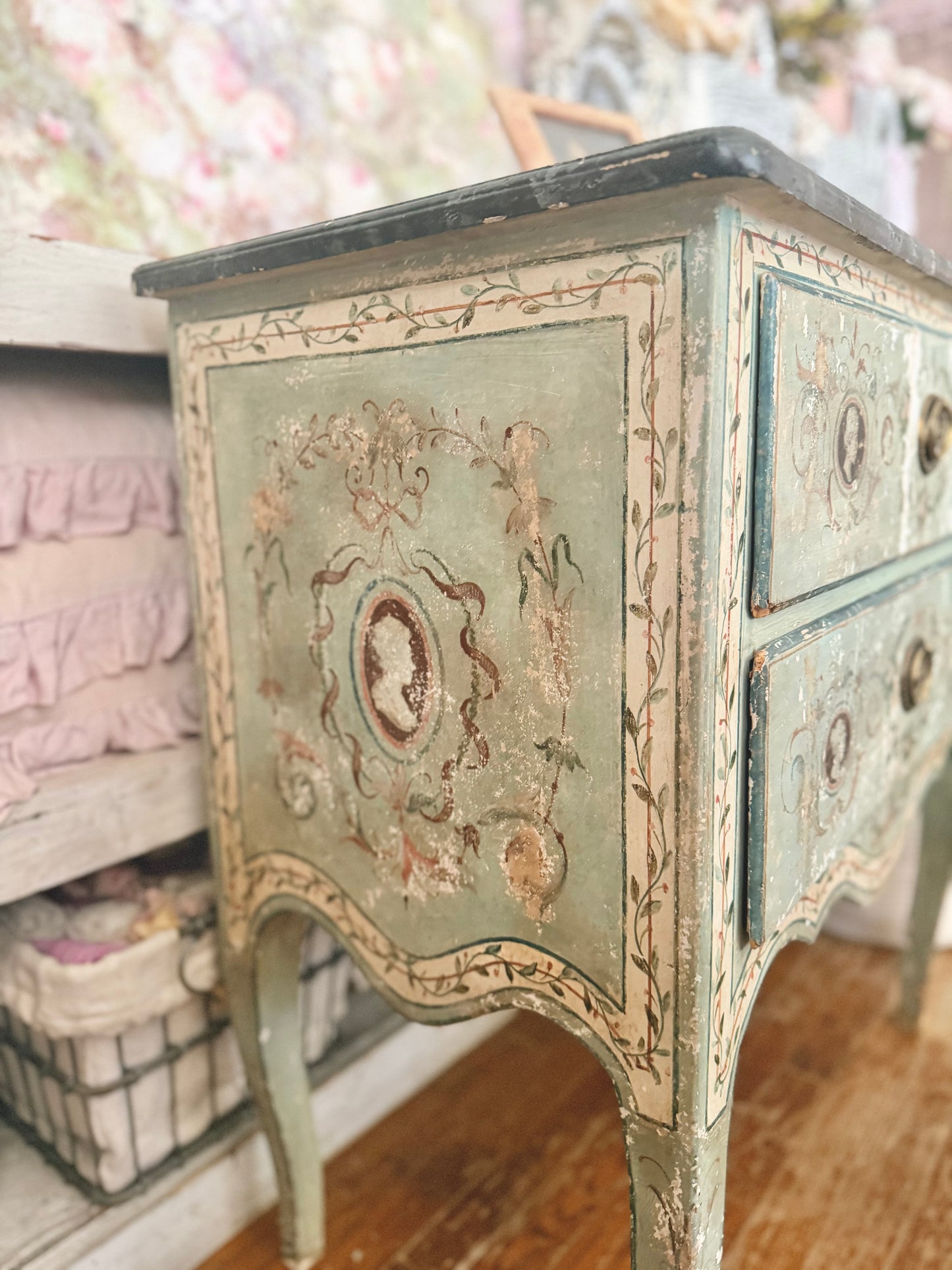 Antique 18th Century Italian Neoclassical Polychrome Dresser