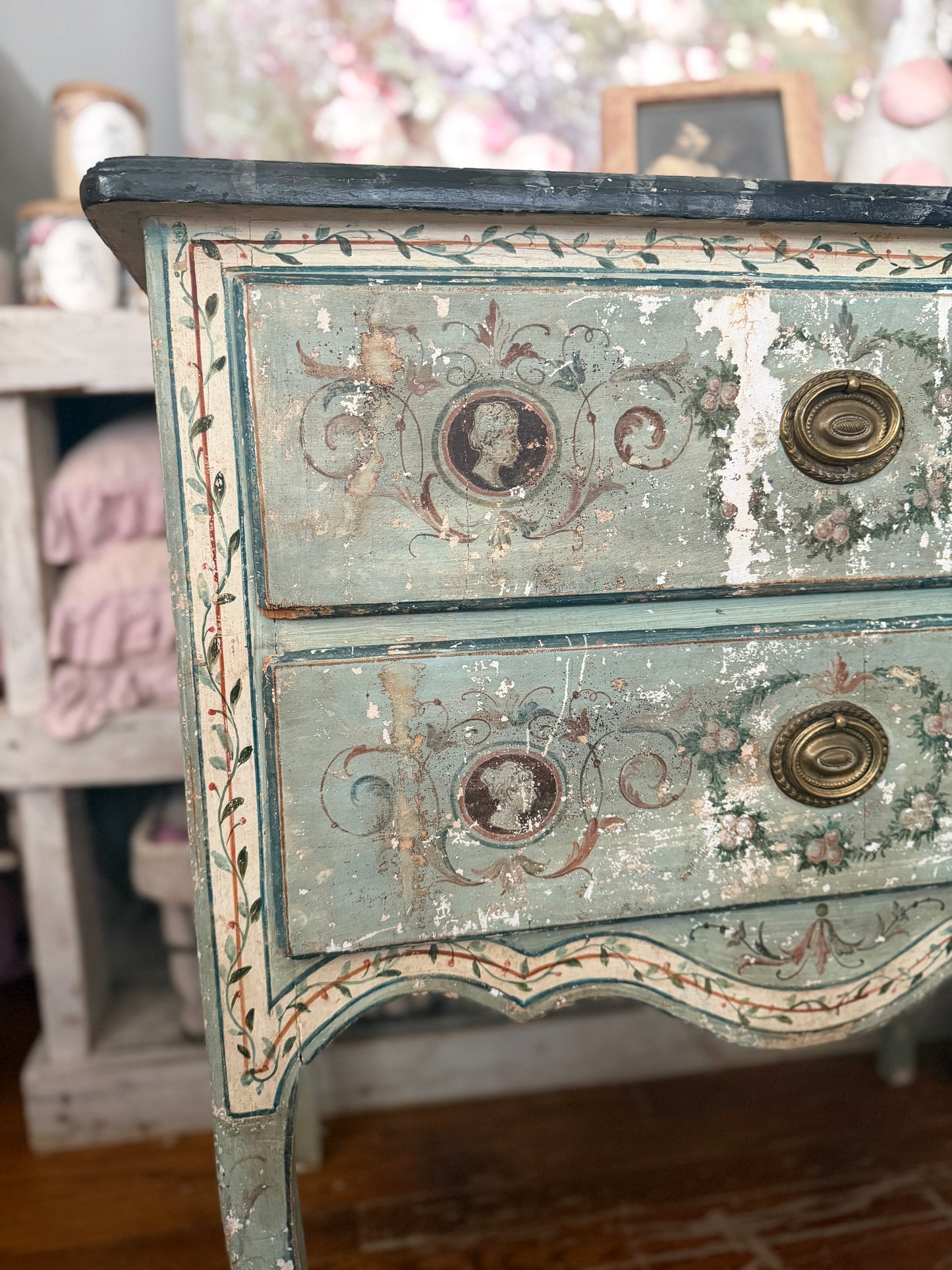 Antique 18th Century Italian Neoclassical Polychrome Dresser
