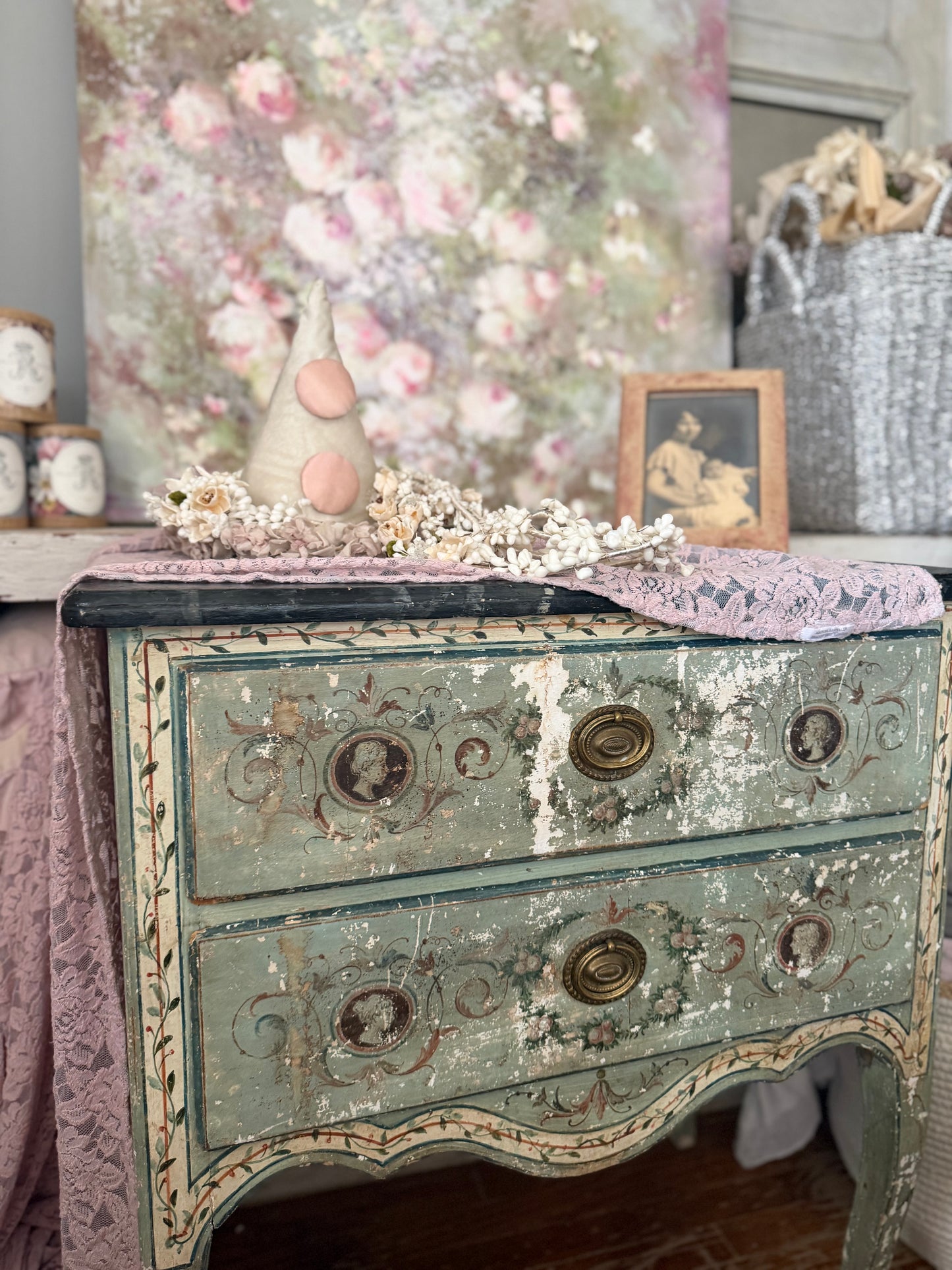 Antique 18th Century Italian Neoclassical Polychrome Dresser