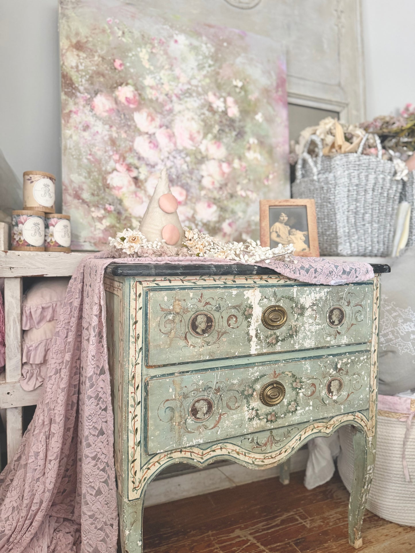 Antique 18th Century Italian Neoclassical Polychrome Dresser