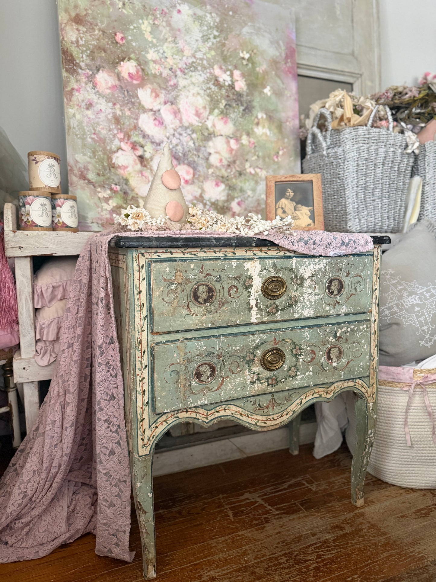 Antique 18th Century Italian Neoclassical Polychrome Dresser