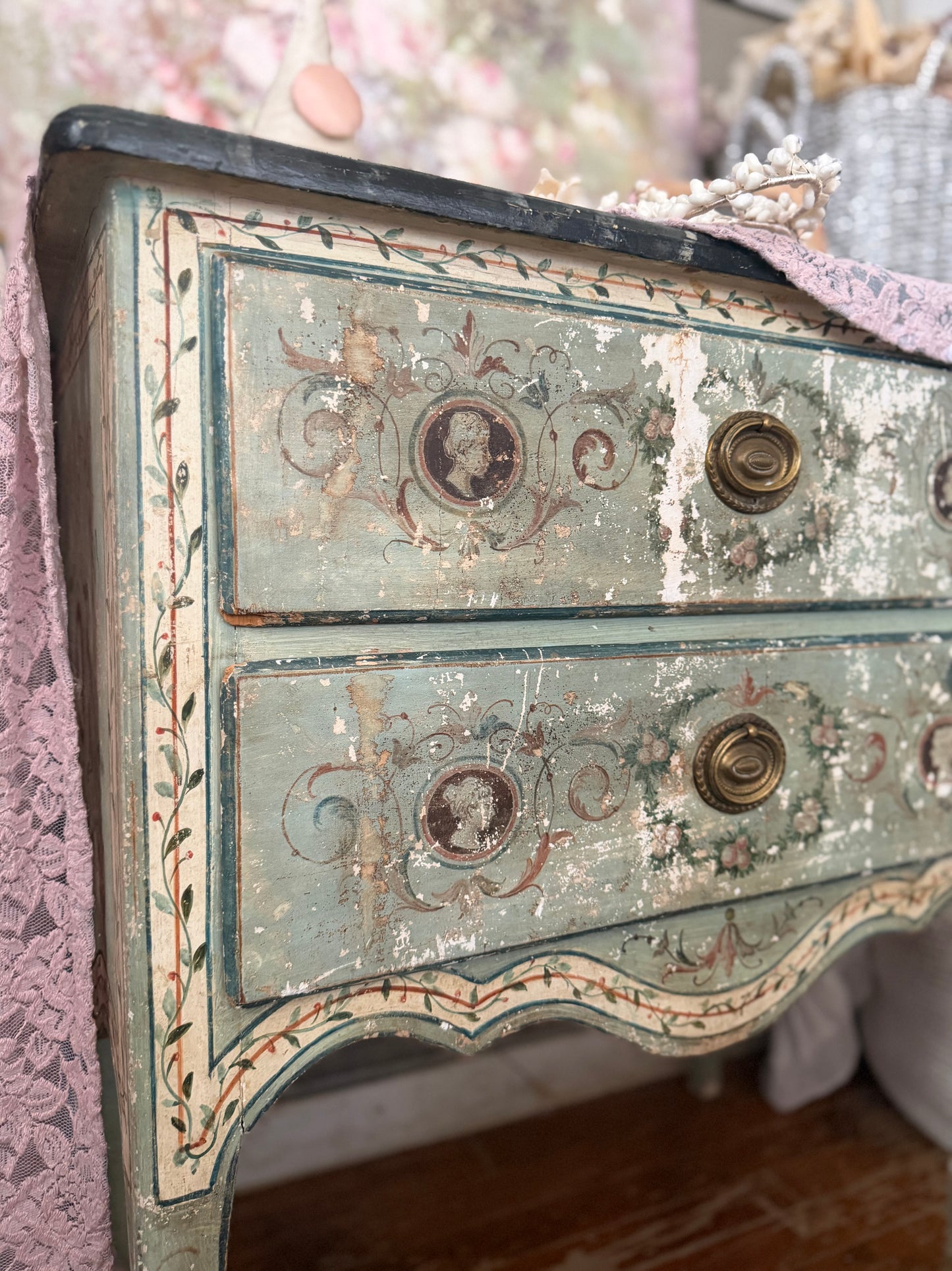 Antique 18th Century Italian Neoclassical Polychrome Dresser