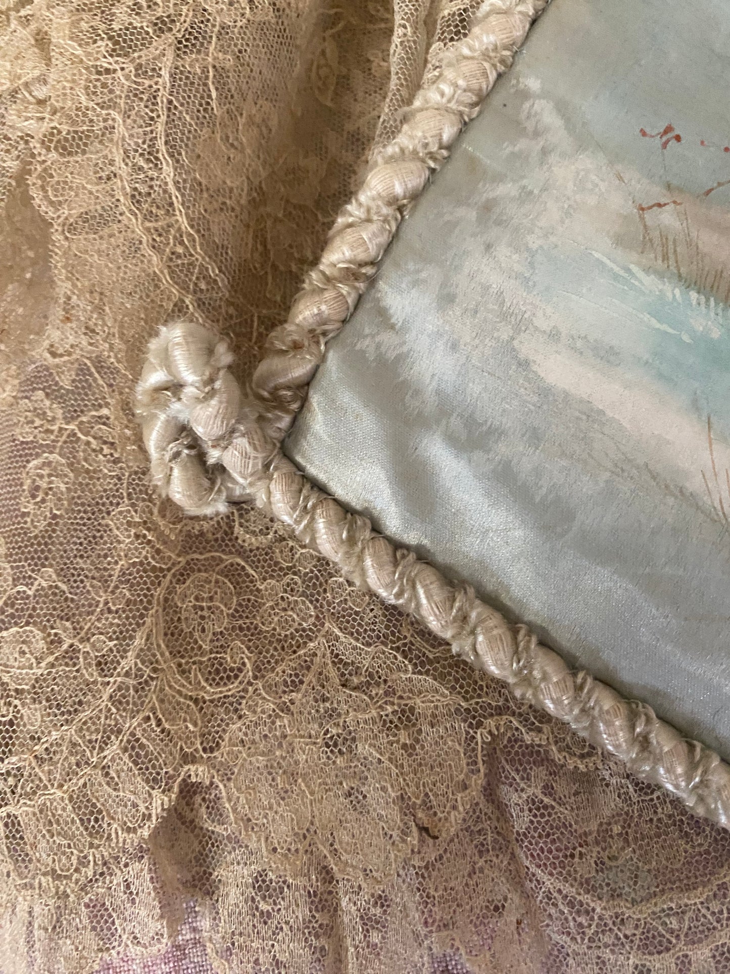 Antique French Silk Painted Pouchette