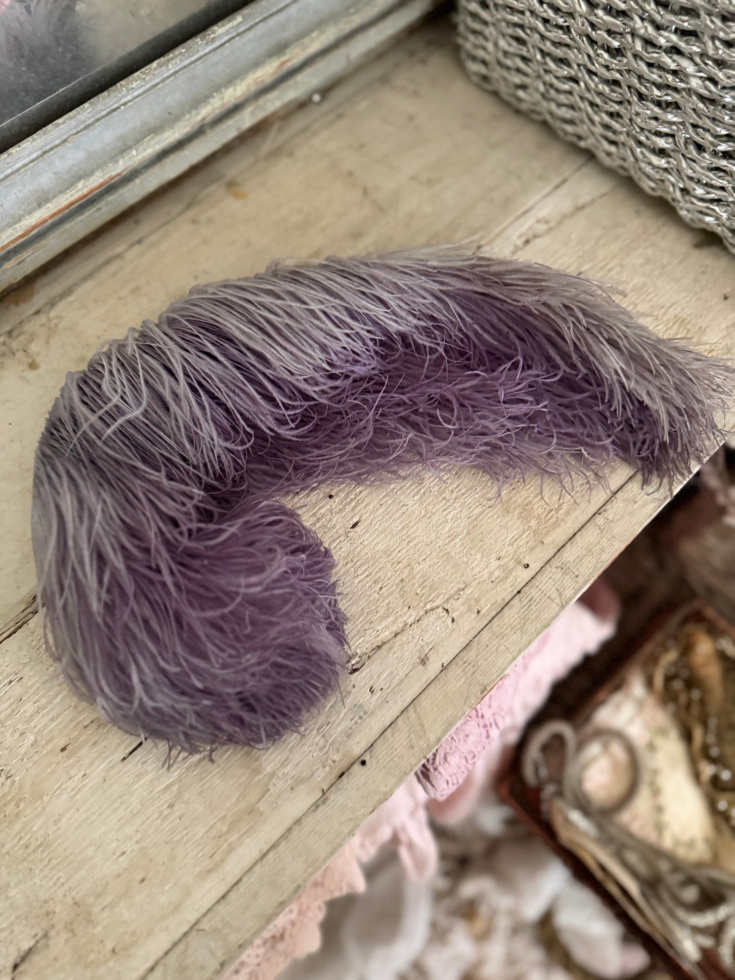 Antique Victorian Purple Fancy Feather Millinery