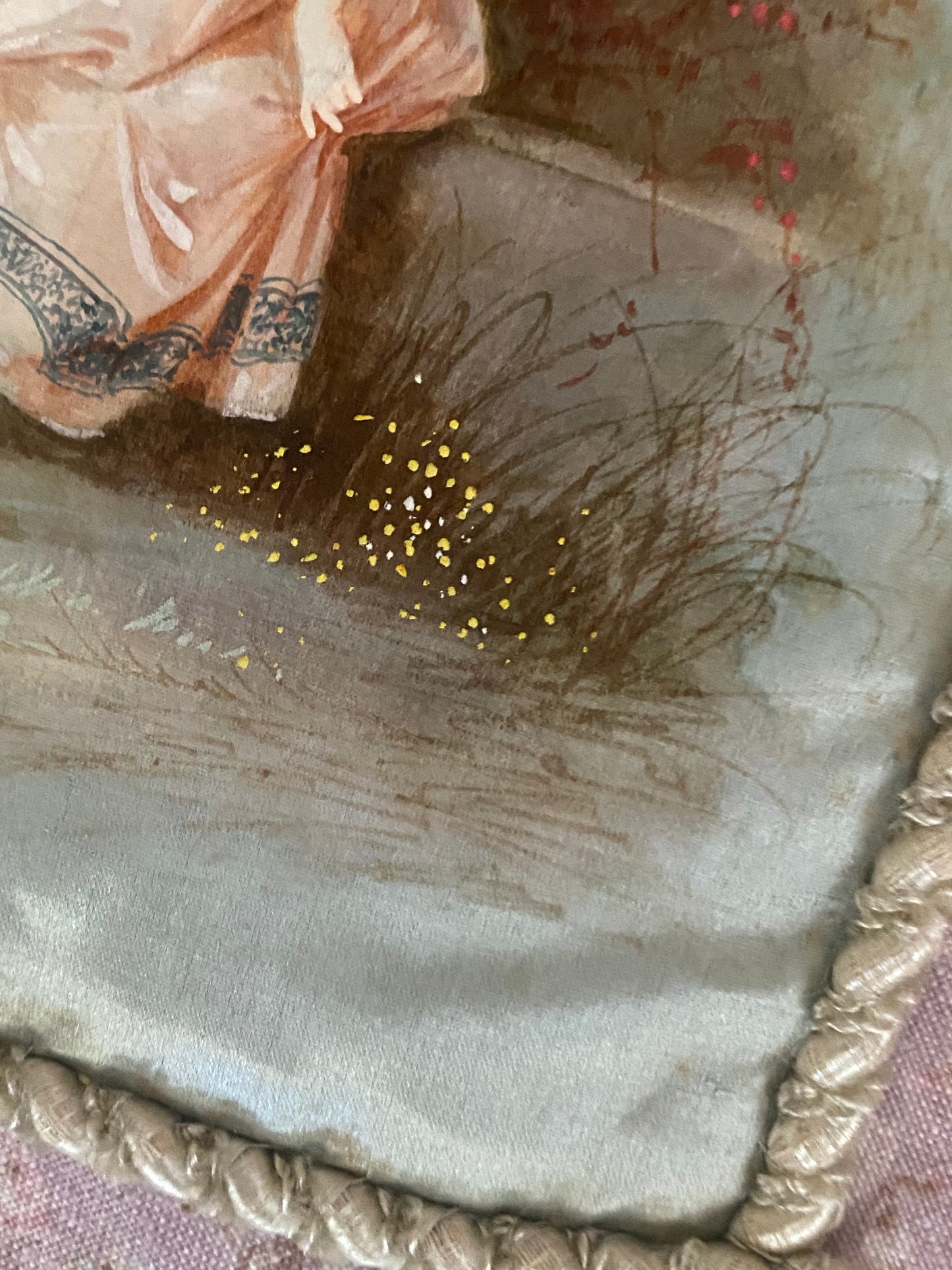 Antique French Silk Painted Pouchette