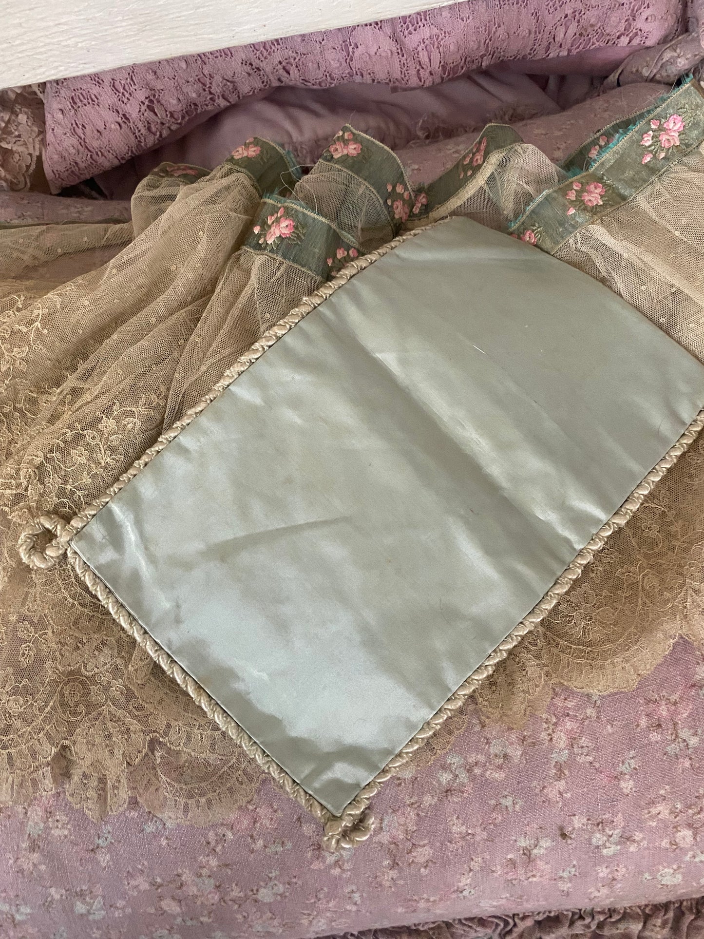 Antique French Silk Painted Pouchette