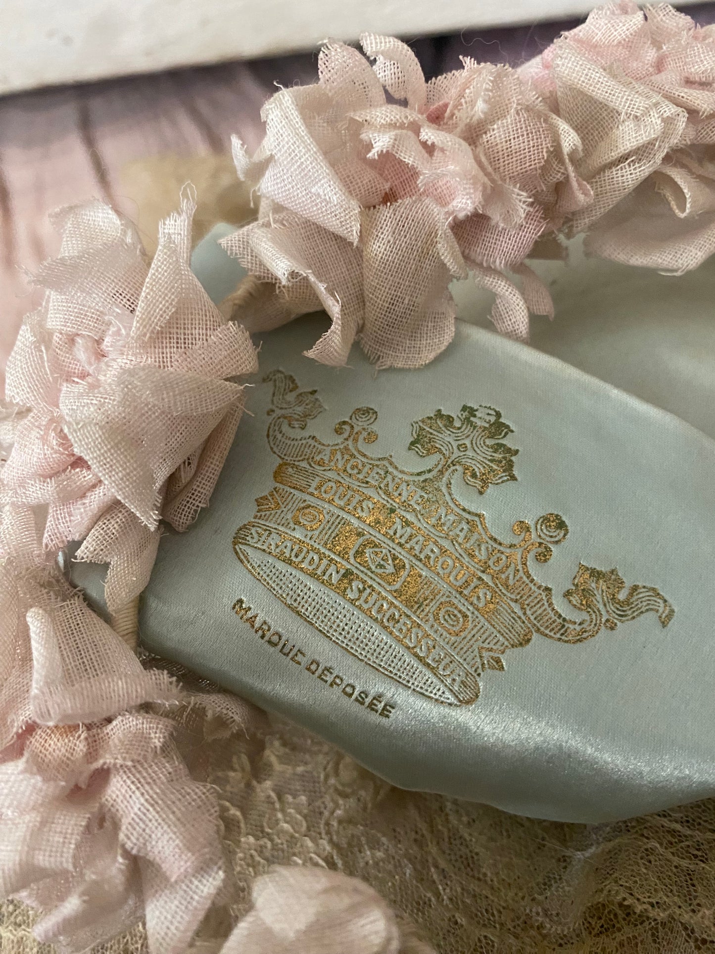 Antique French Silk Painted Pouchette