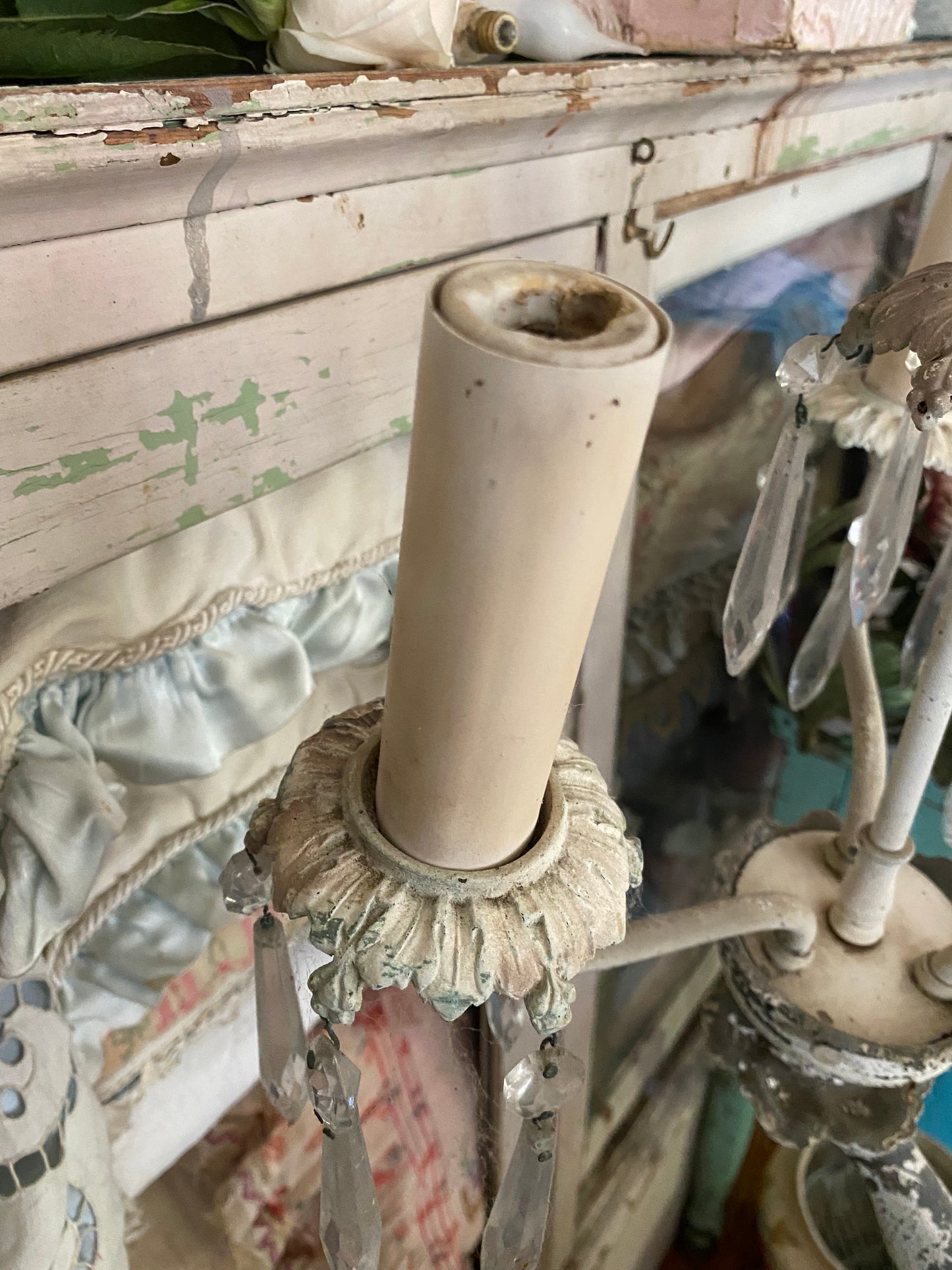 RARE Antique Marble Iron Figural Lamp