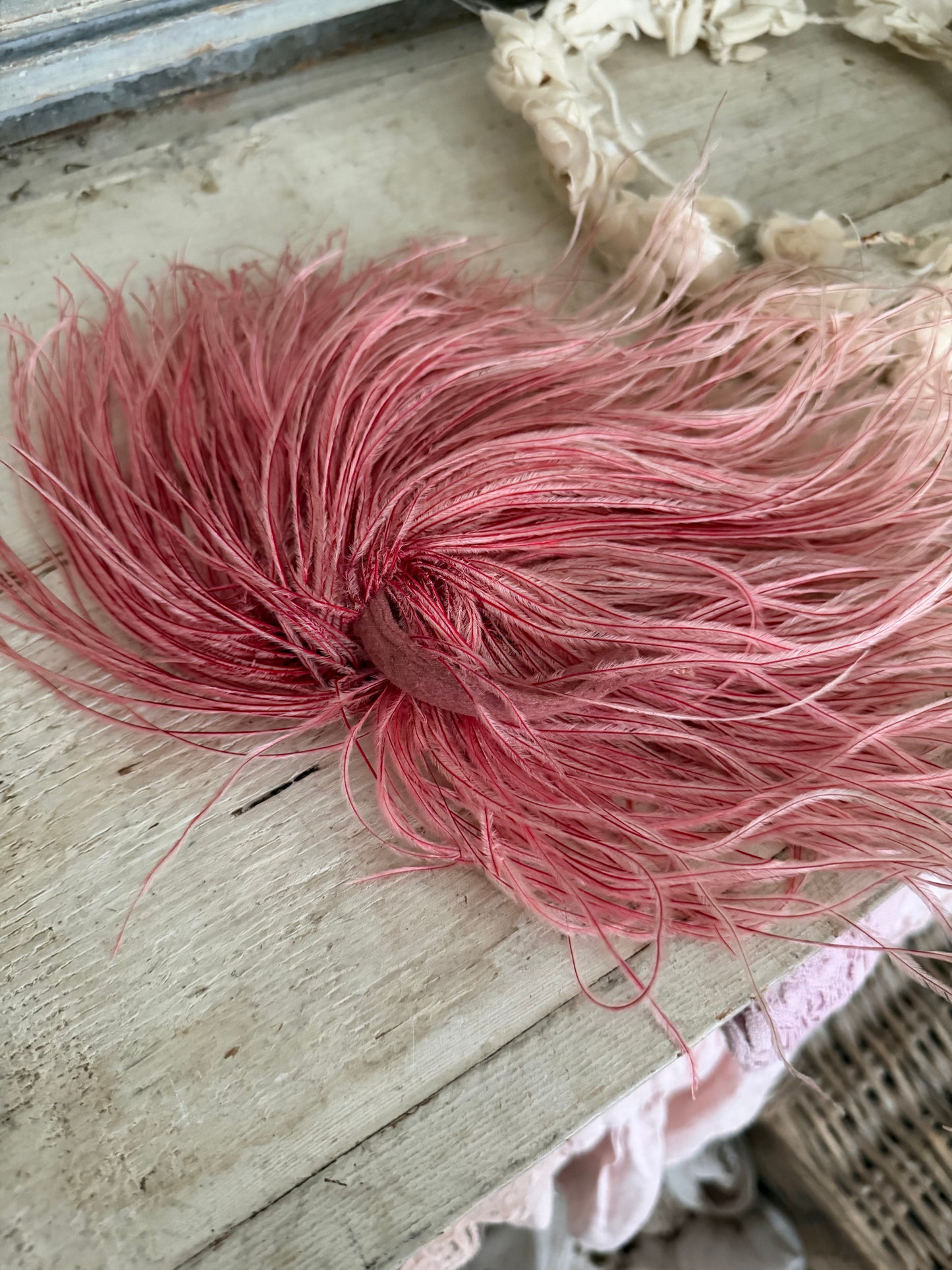 Antique Victorian Pink Fancy Feather Millinery