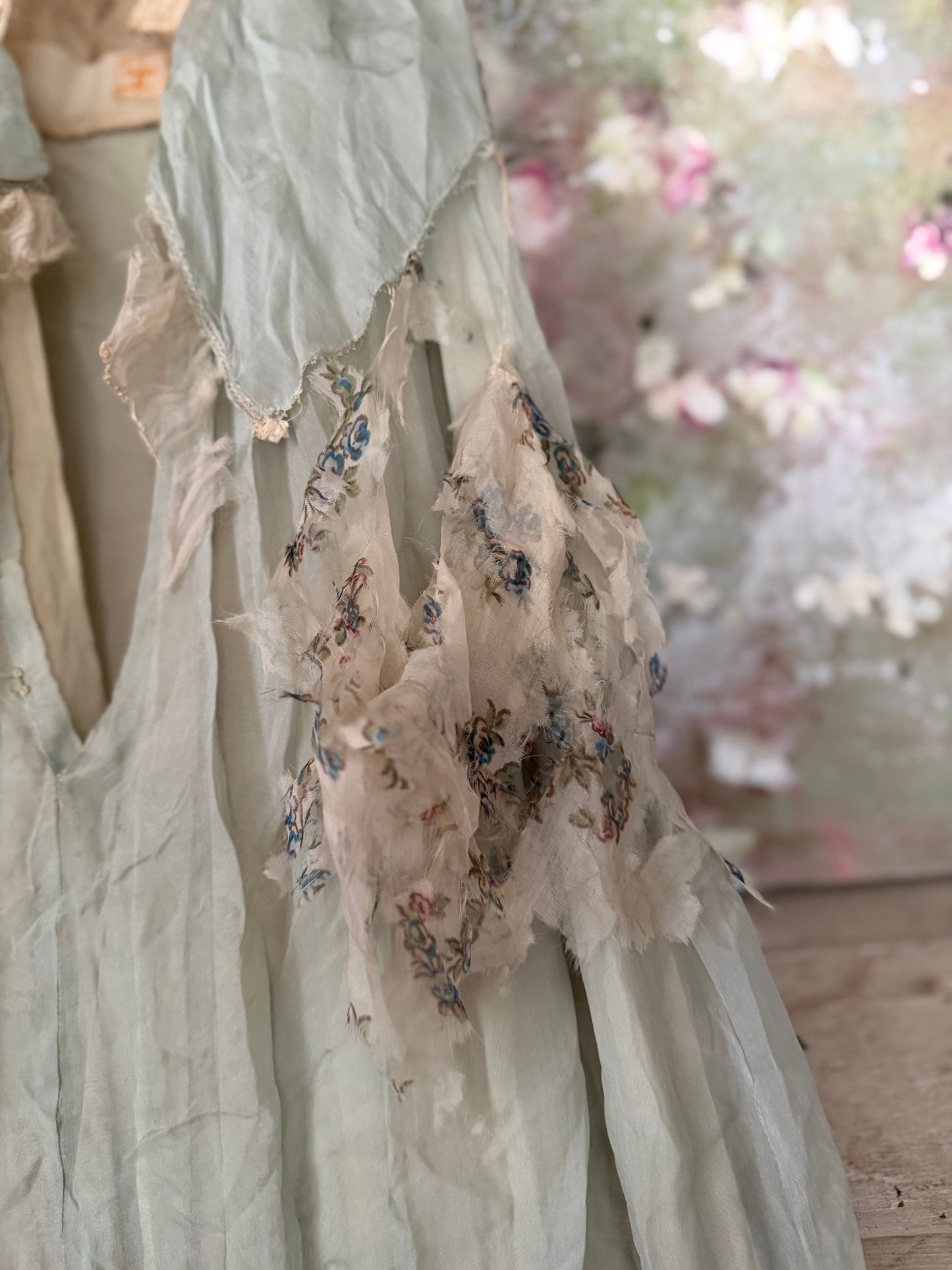 Antique Edwardian Blue Silk Lace Dress