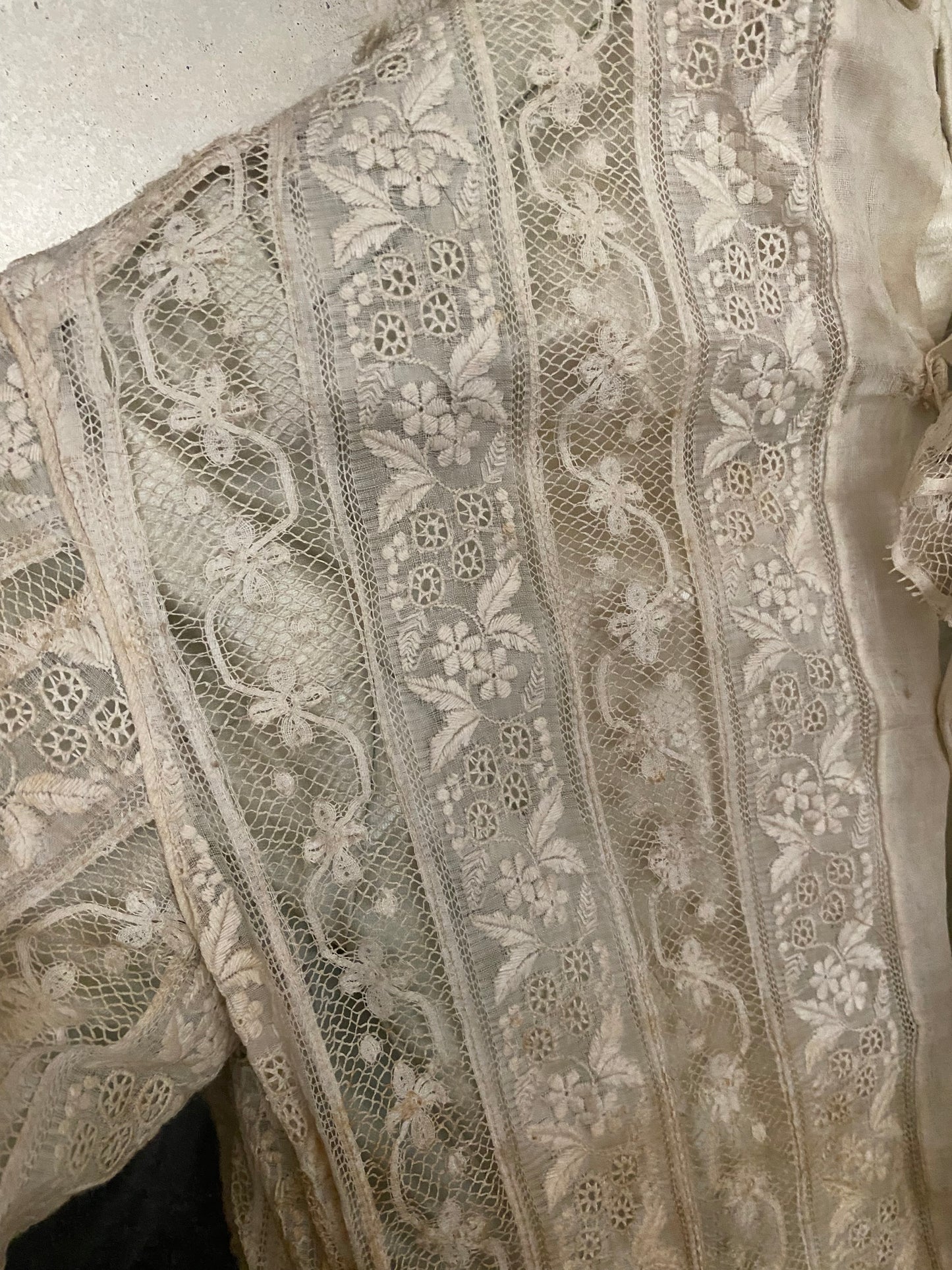 Antique Victorian Girls Gown Dress Blue Silk Lace