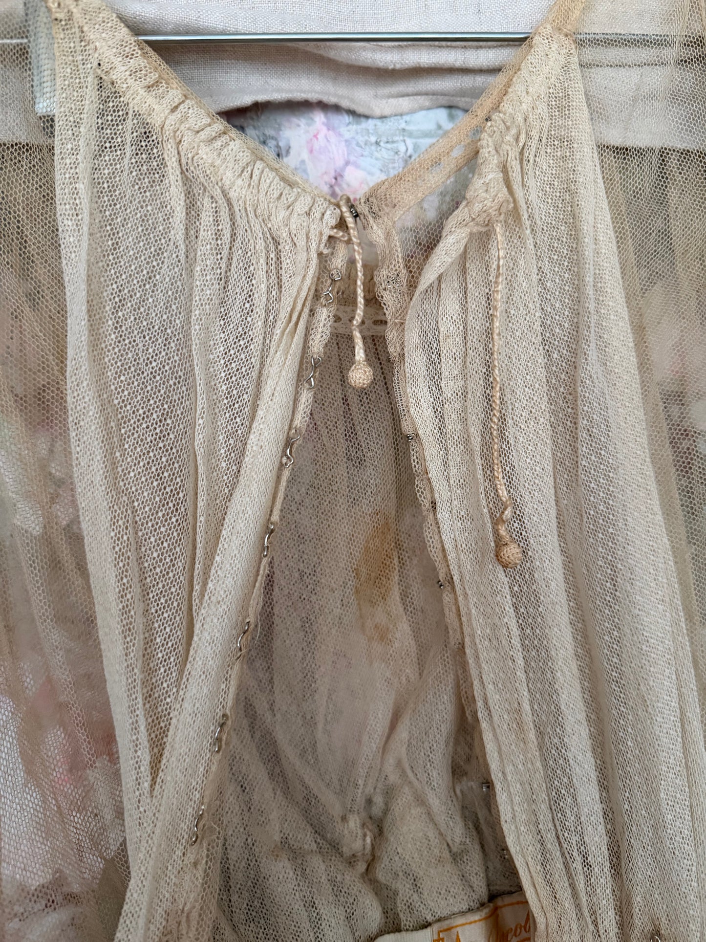 Antique Edwardian Blue Silk Lace Dress