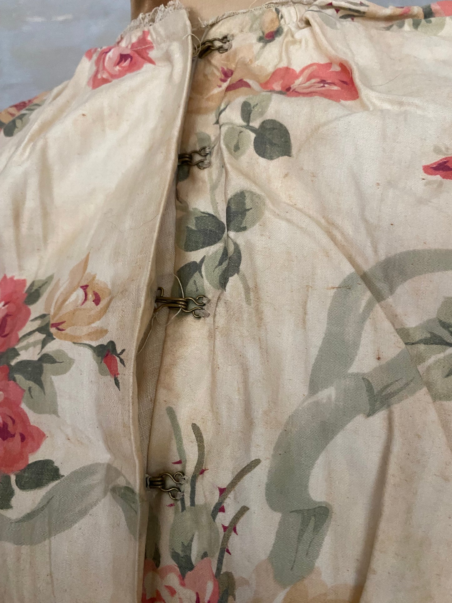 Antique Girls Bodice Dress Pink Roses & Ribbons