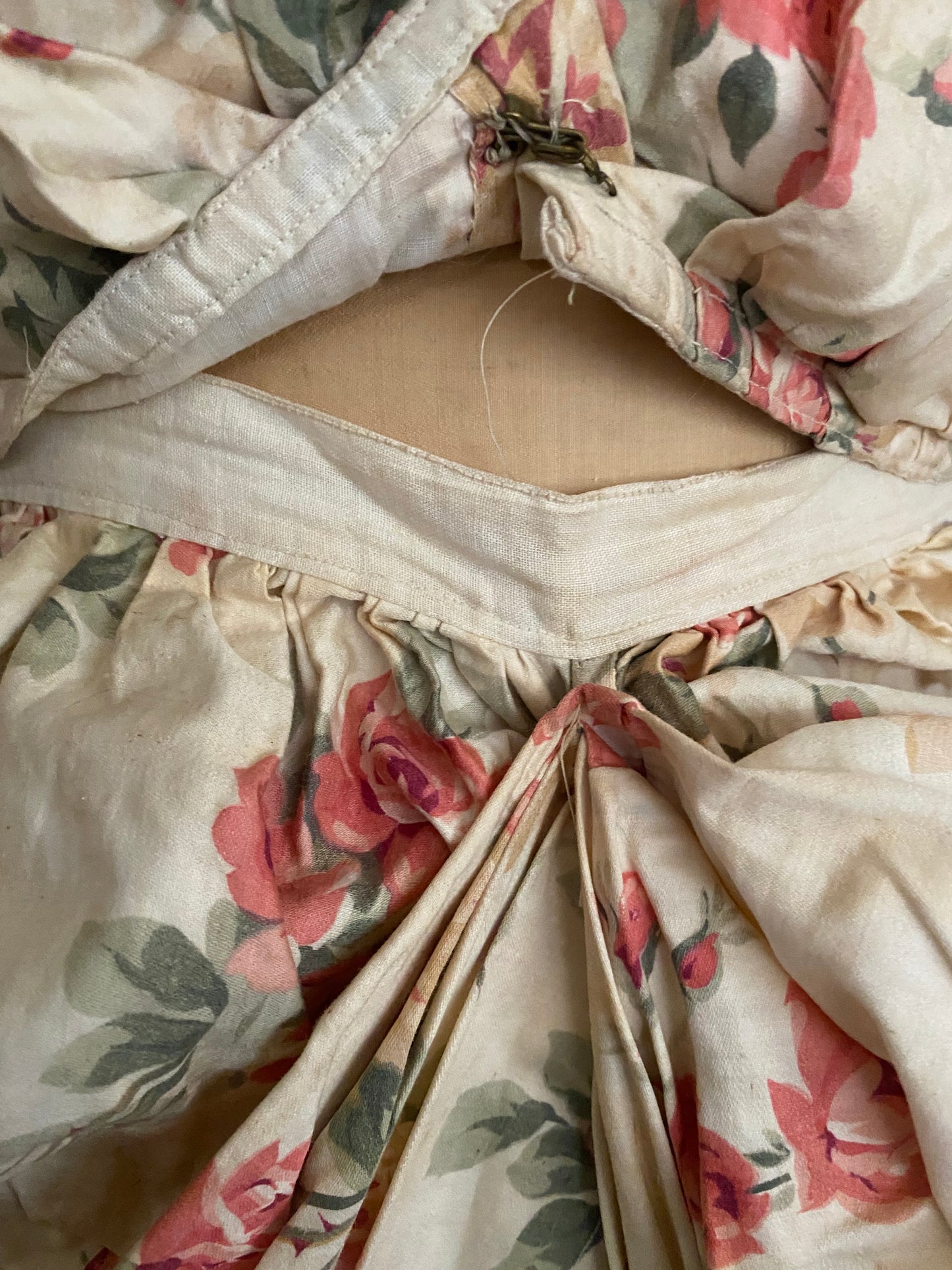Antique Girls Bodice Dress Pink Roses & Ribbons