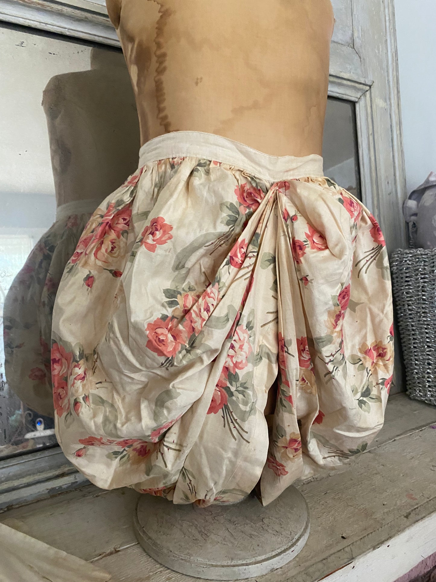 Antique Girls Bodice Dress Pink Roses & Ribbons