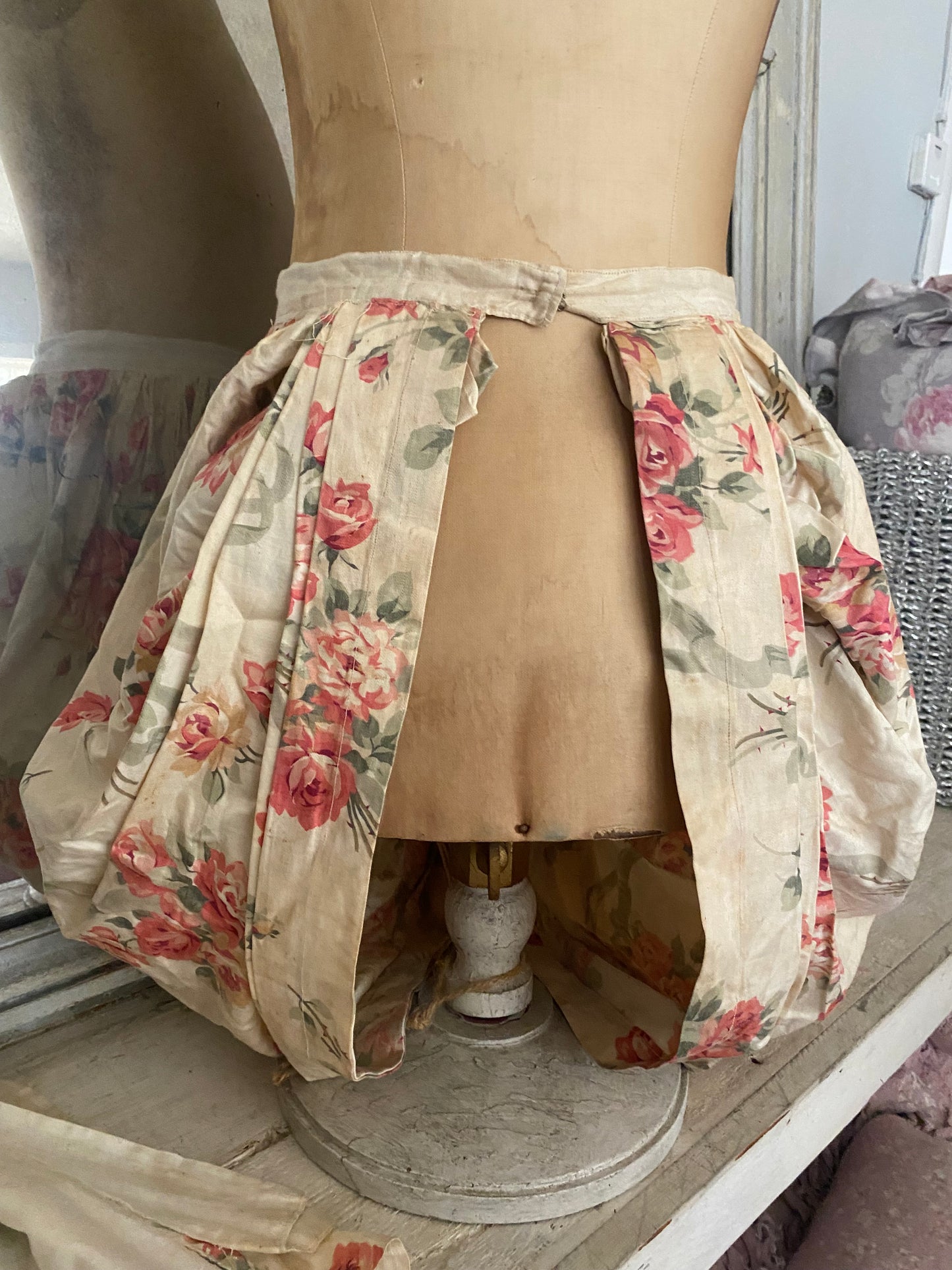 Antique Girls Bodice Dress Pink Roses & Ribbons
