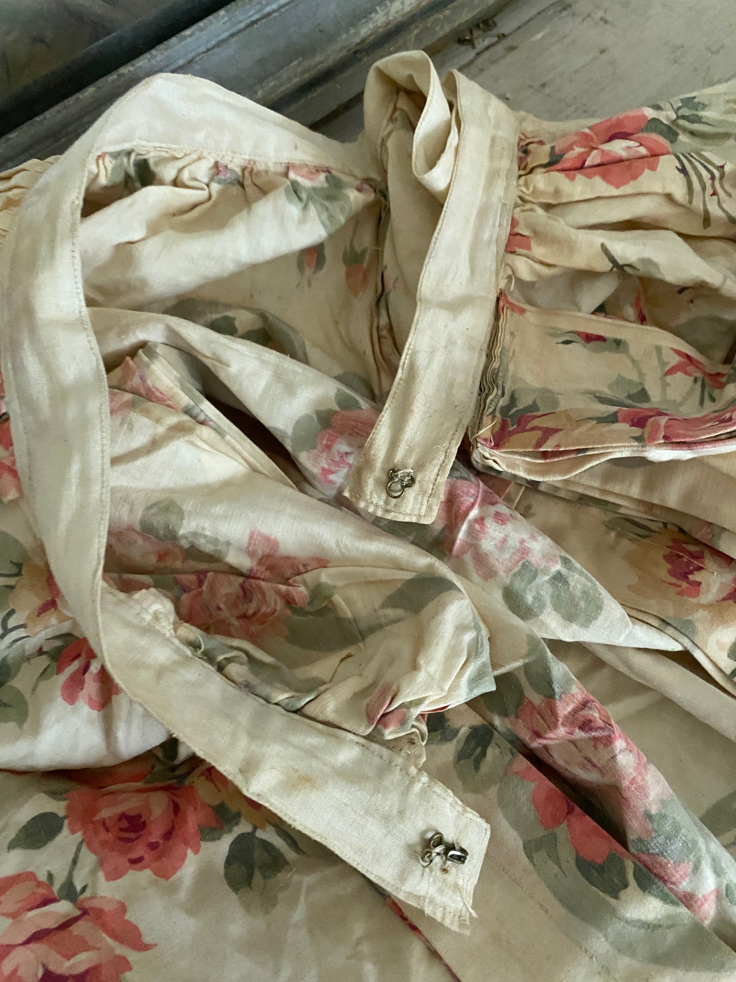 Antique Girls Bodice Dress Pink Roses & Ribbons
