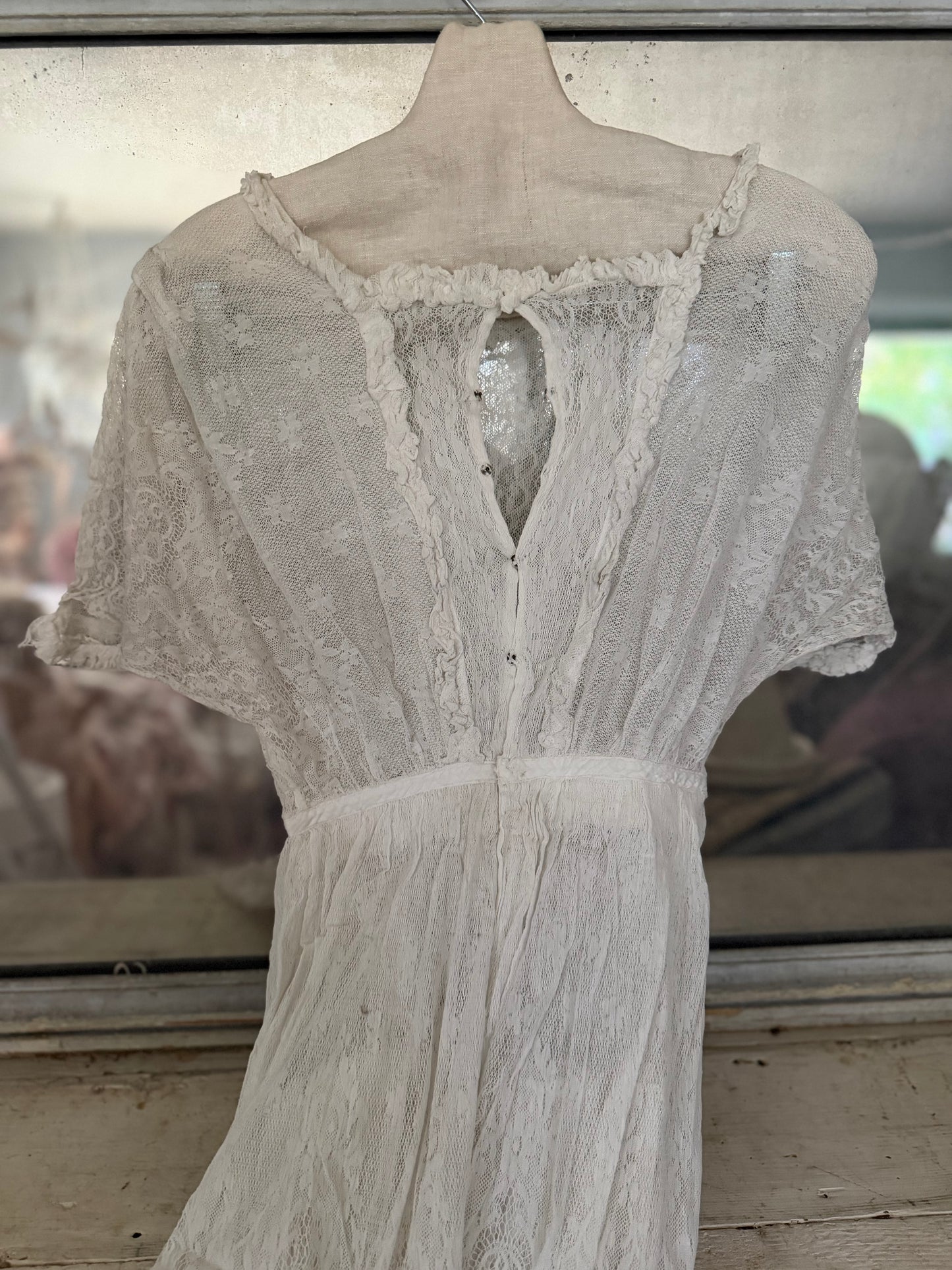 Antique White Net Lace Dress
