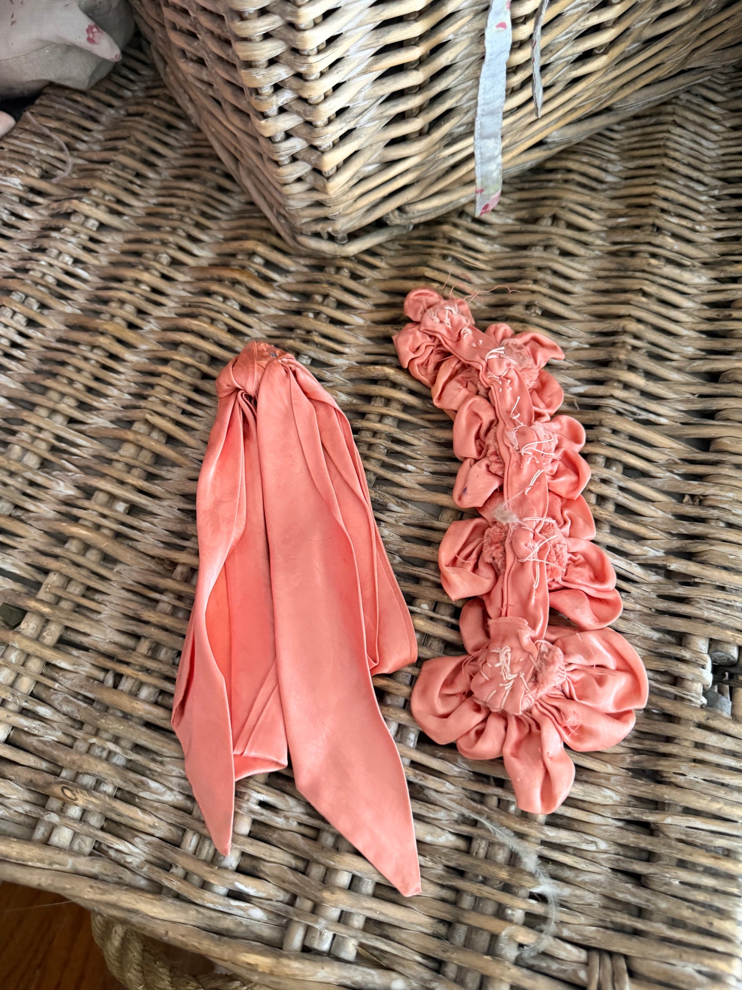 Antique Pink Satin Ribbonwork Rosettes