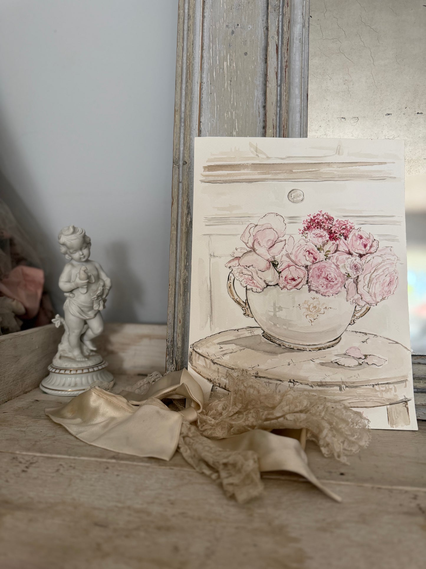 Original Ben Peck Whiston Watercolor Painting Rachel Ashwell Shabby Chic Couture