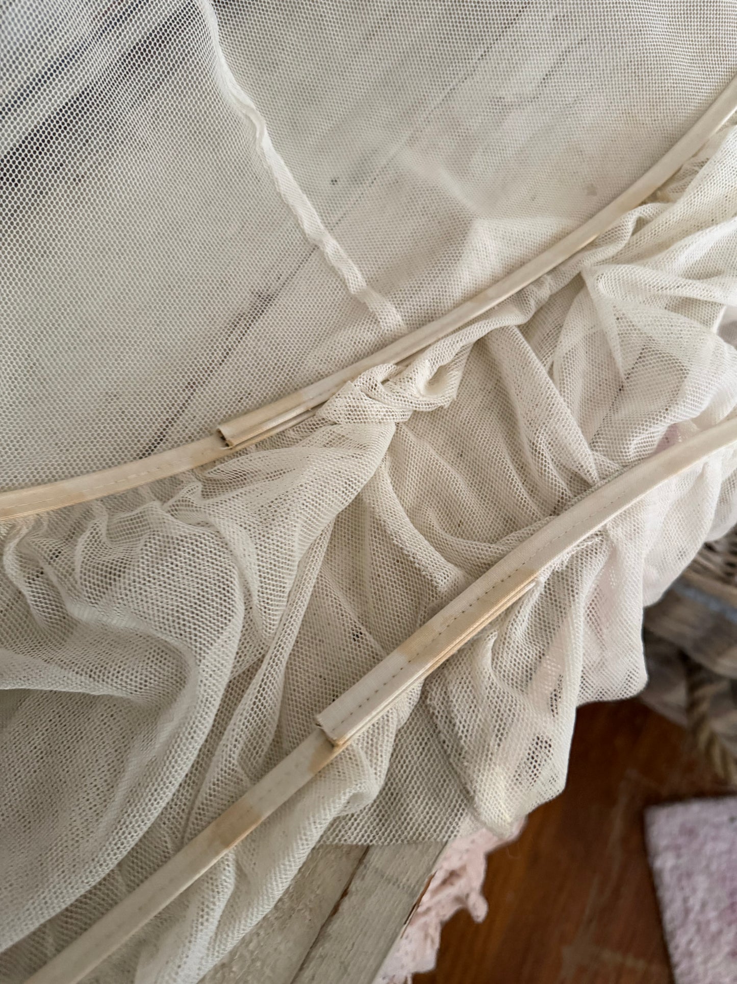 Antique White Net Lace Ruffle Petticoat Hoop Skirt
