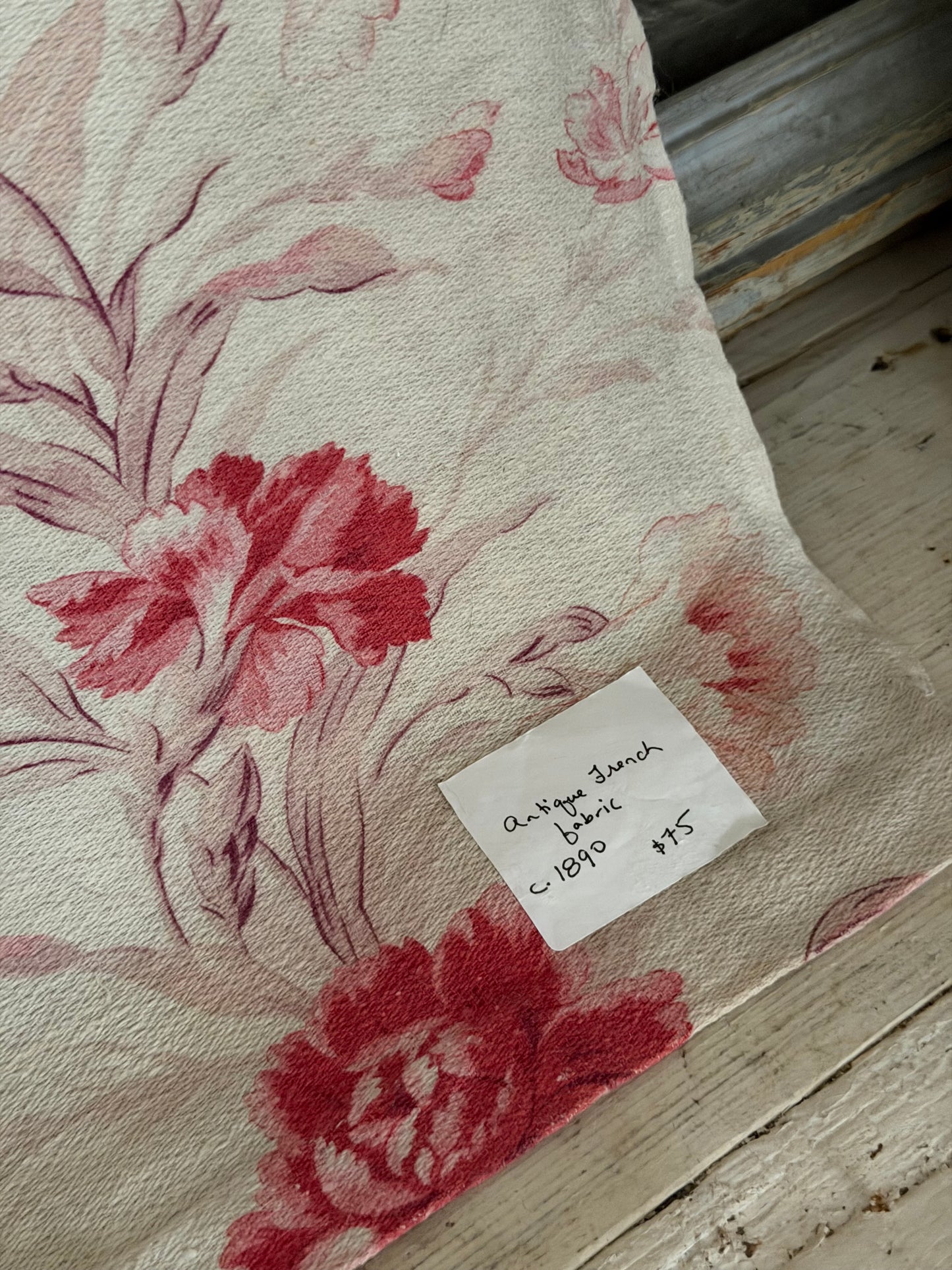 Antique French Fabric Pink Roses