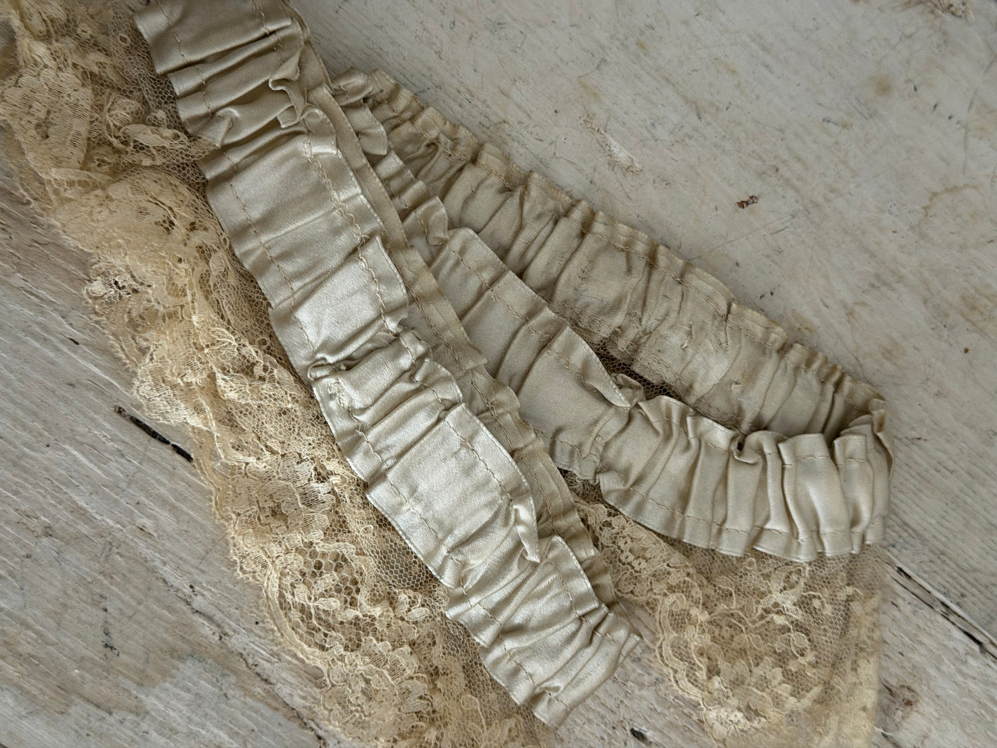 Antique Silk Lace Ribbonwork Garters