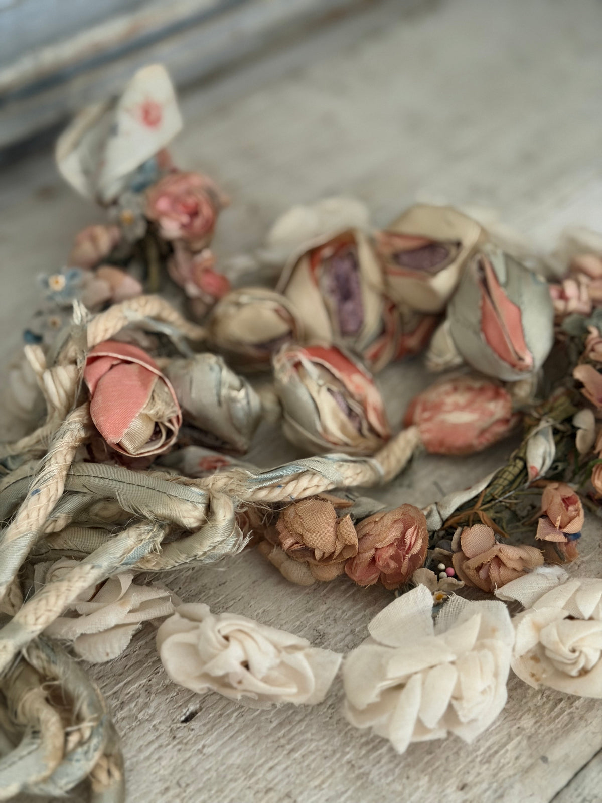 Antique Ribbonwork Rosette Garland