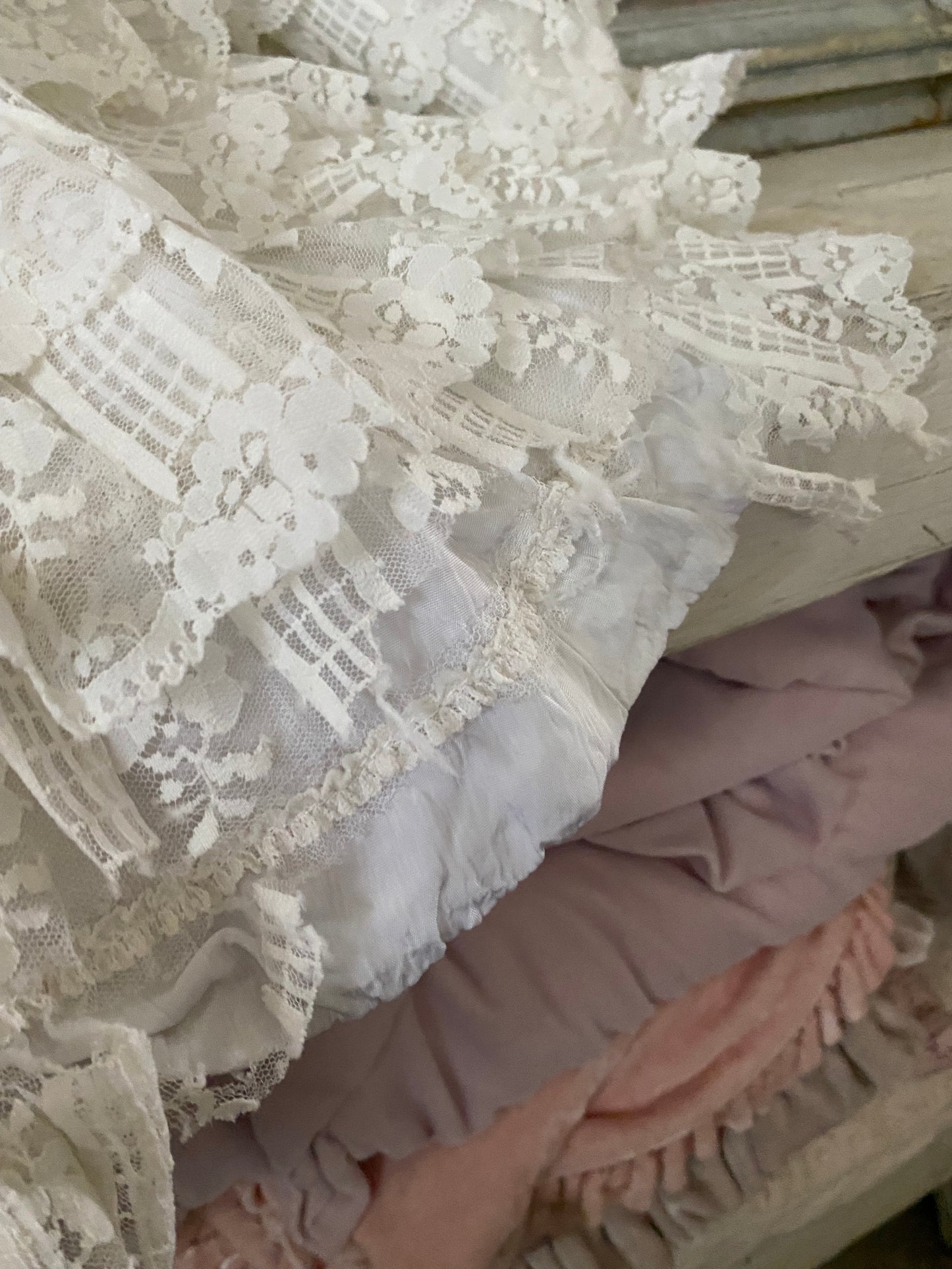RARE Antique French Ruffled Lace Theater Ballet Skirt N0.19
